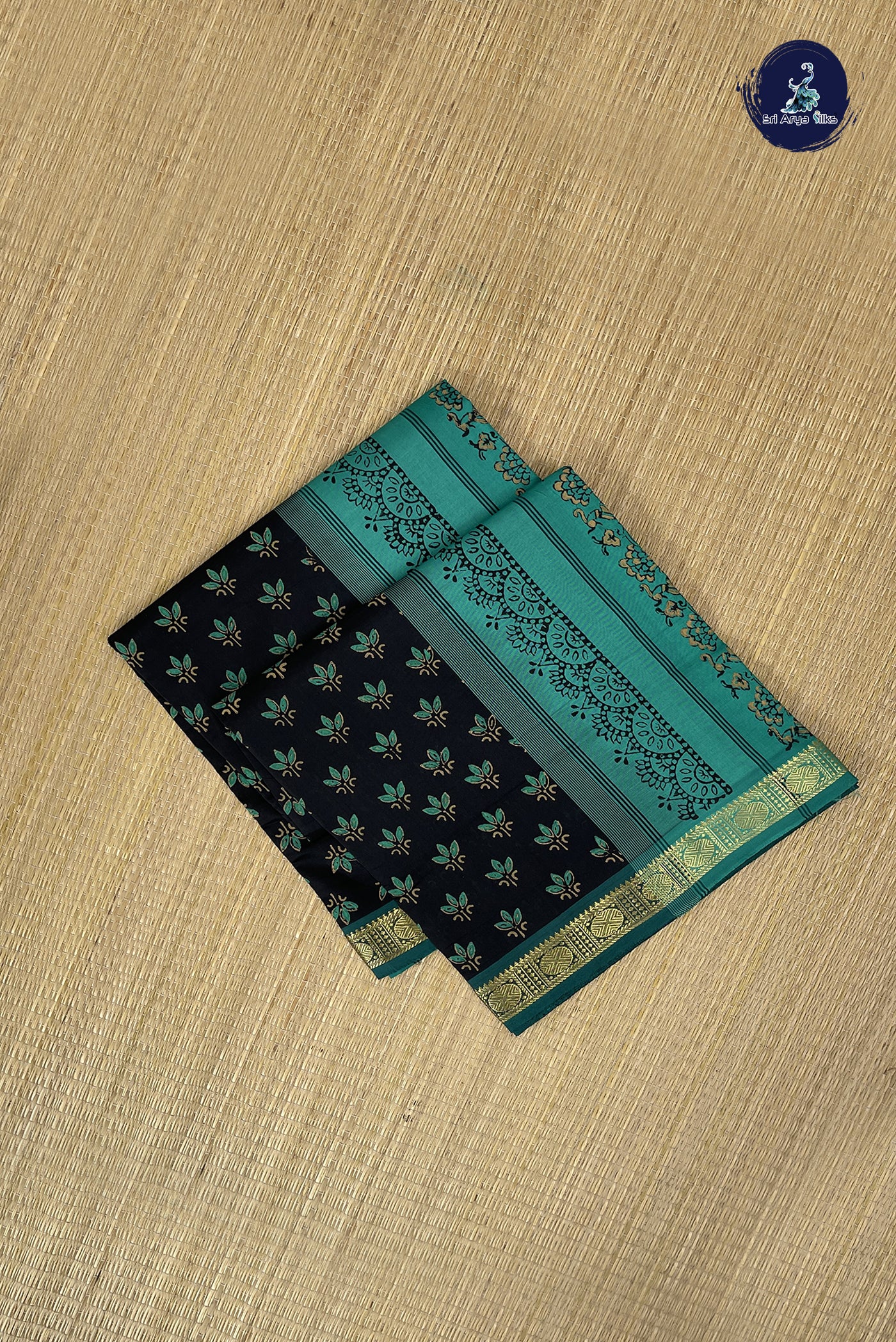 Black Kanchi Semi Silk Cotton Saree With Printed Pattern