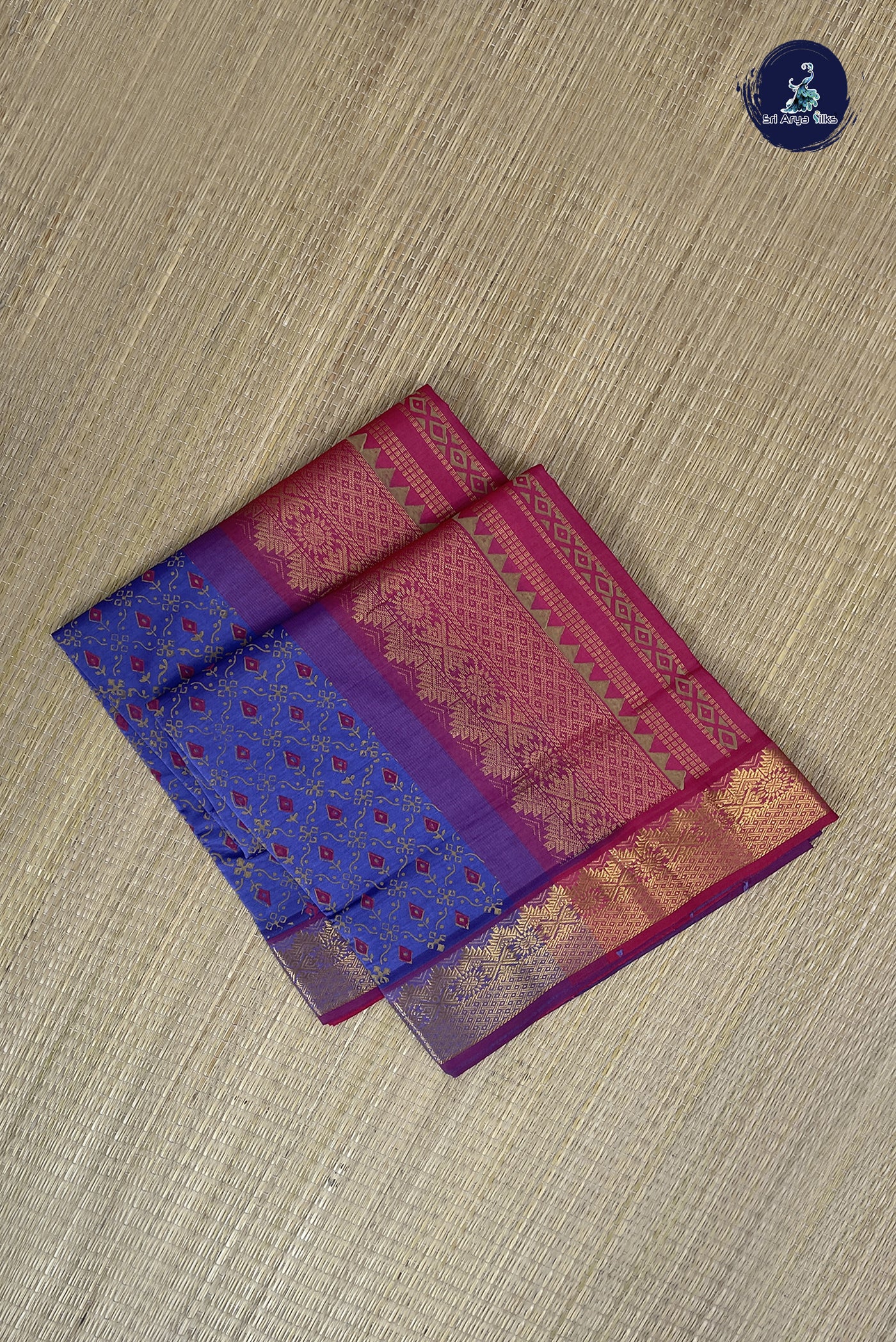 Lavender Kanchi Semi Silk Cotton Saree With Printed Pattern