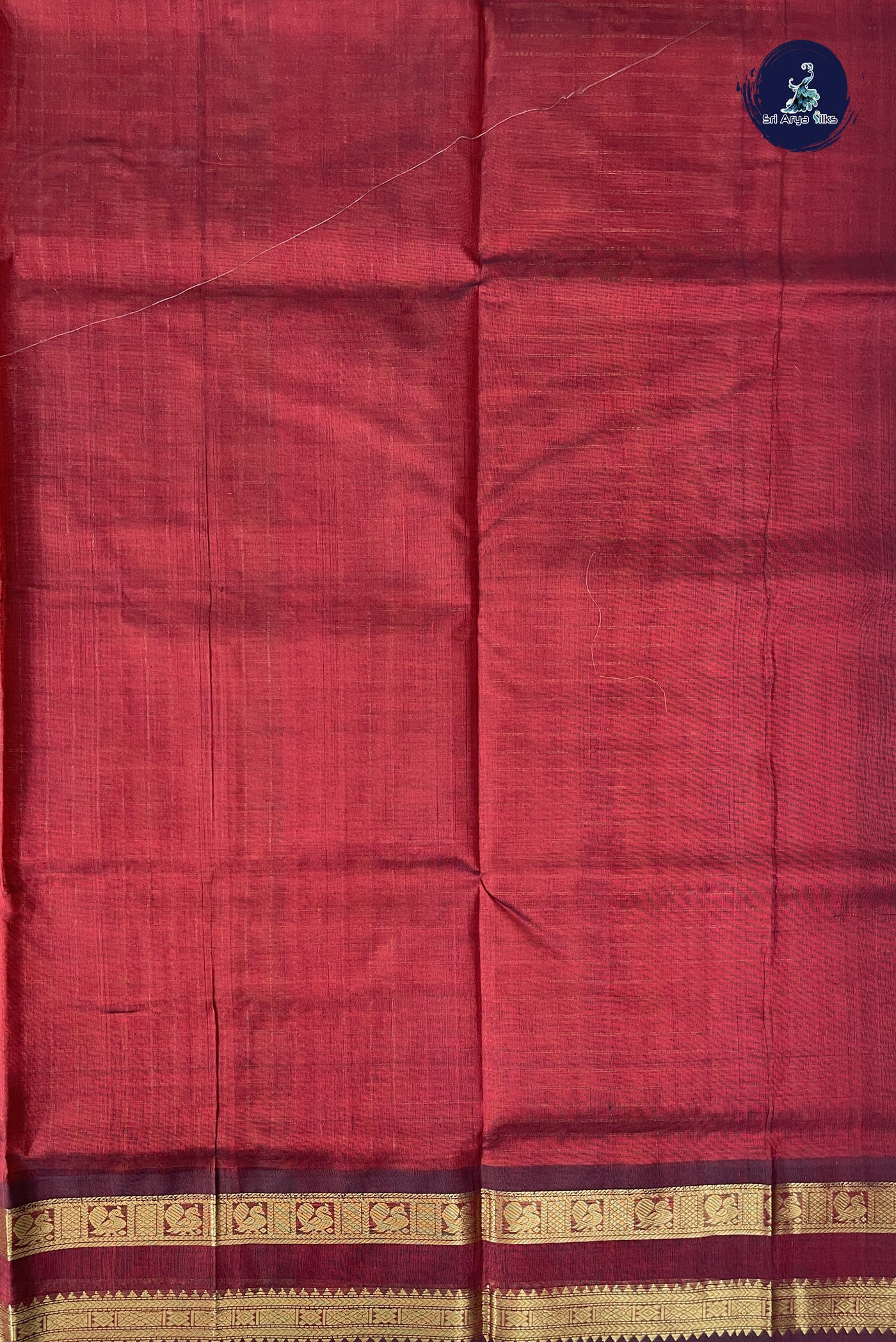 Rust Checked Saree With Zari Checked Pattern