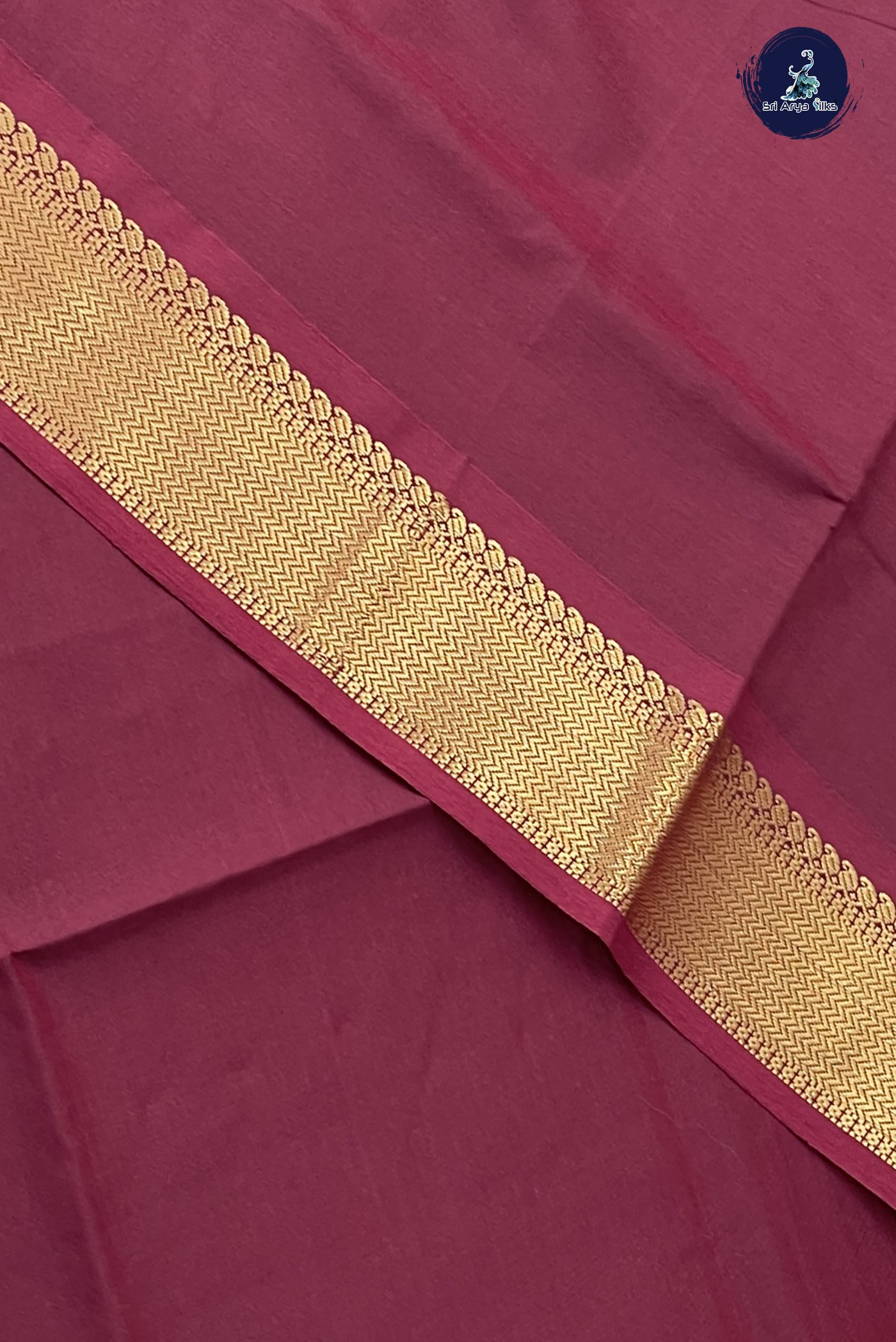 Brown Kanchi Semi Silk Cotton Saree With Plain Pattern