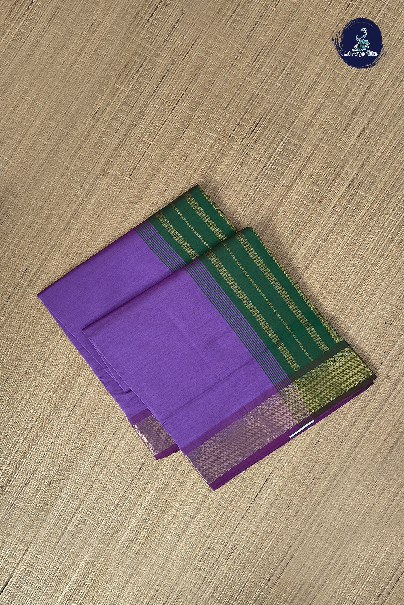 Lavender Kanchi Semi Silk Cotton Saree With Plain Pattern