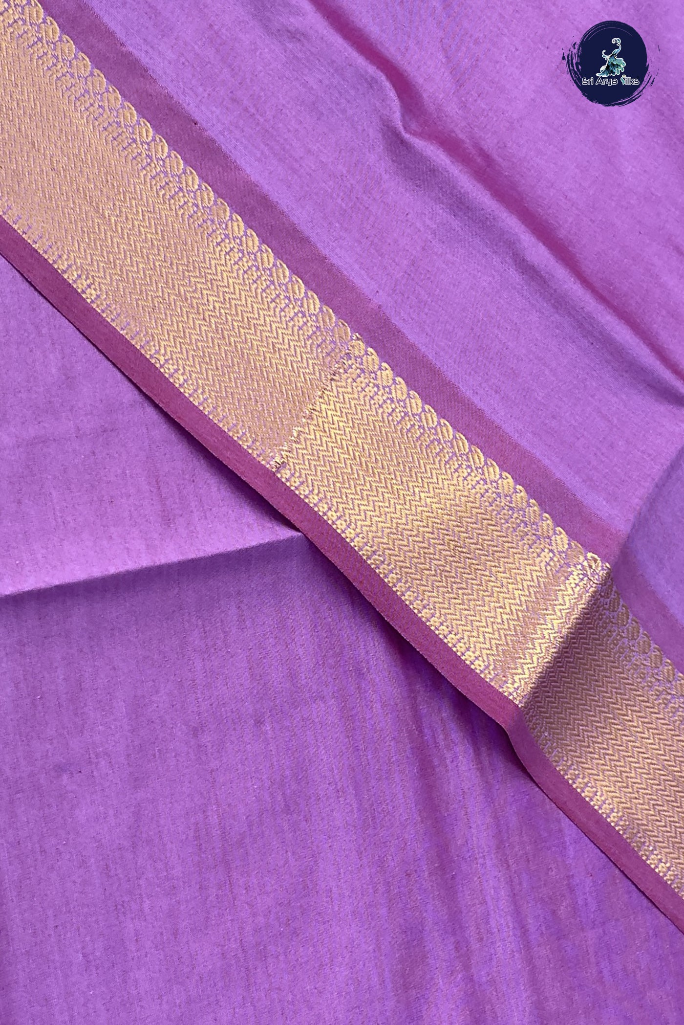 Lavender Kanchi Semi Silk Cotton Saree With Plain Pattern