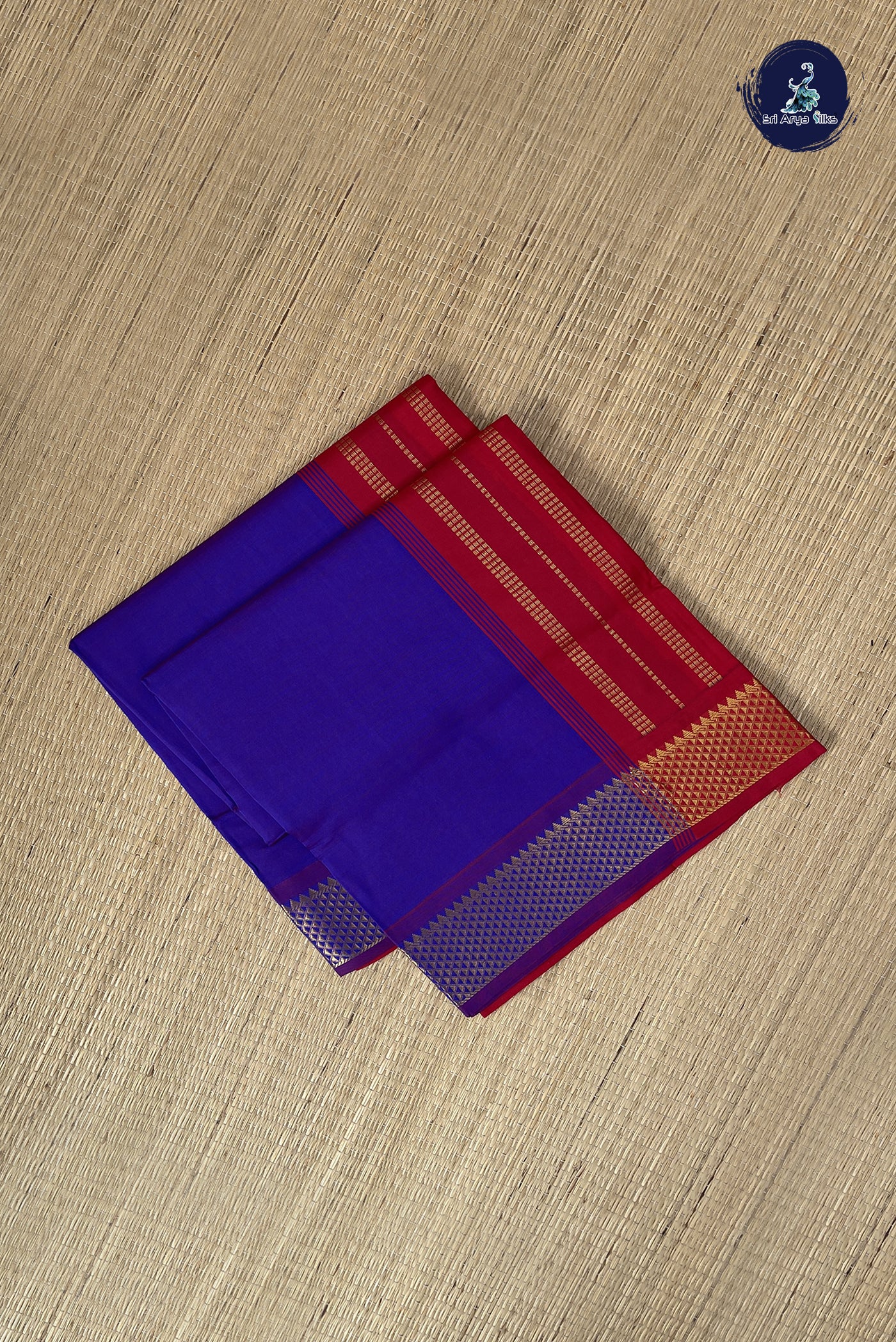 Dual Tone Violet Kanchi Semi Silk Cotton Saree With Plain Pattern