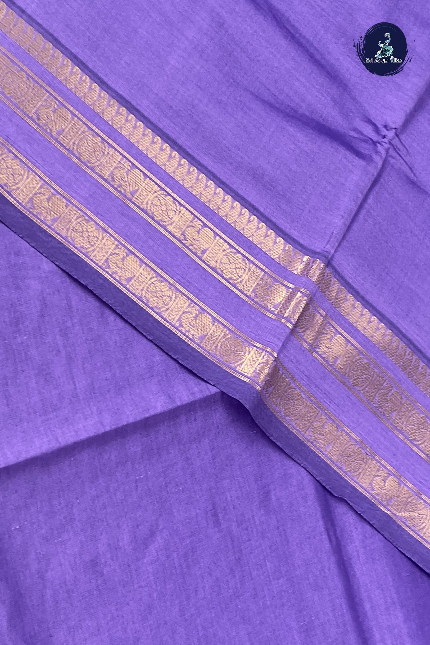 Lavender Kanchi Semi Silk Cotton Saree With Plain Pattern