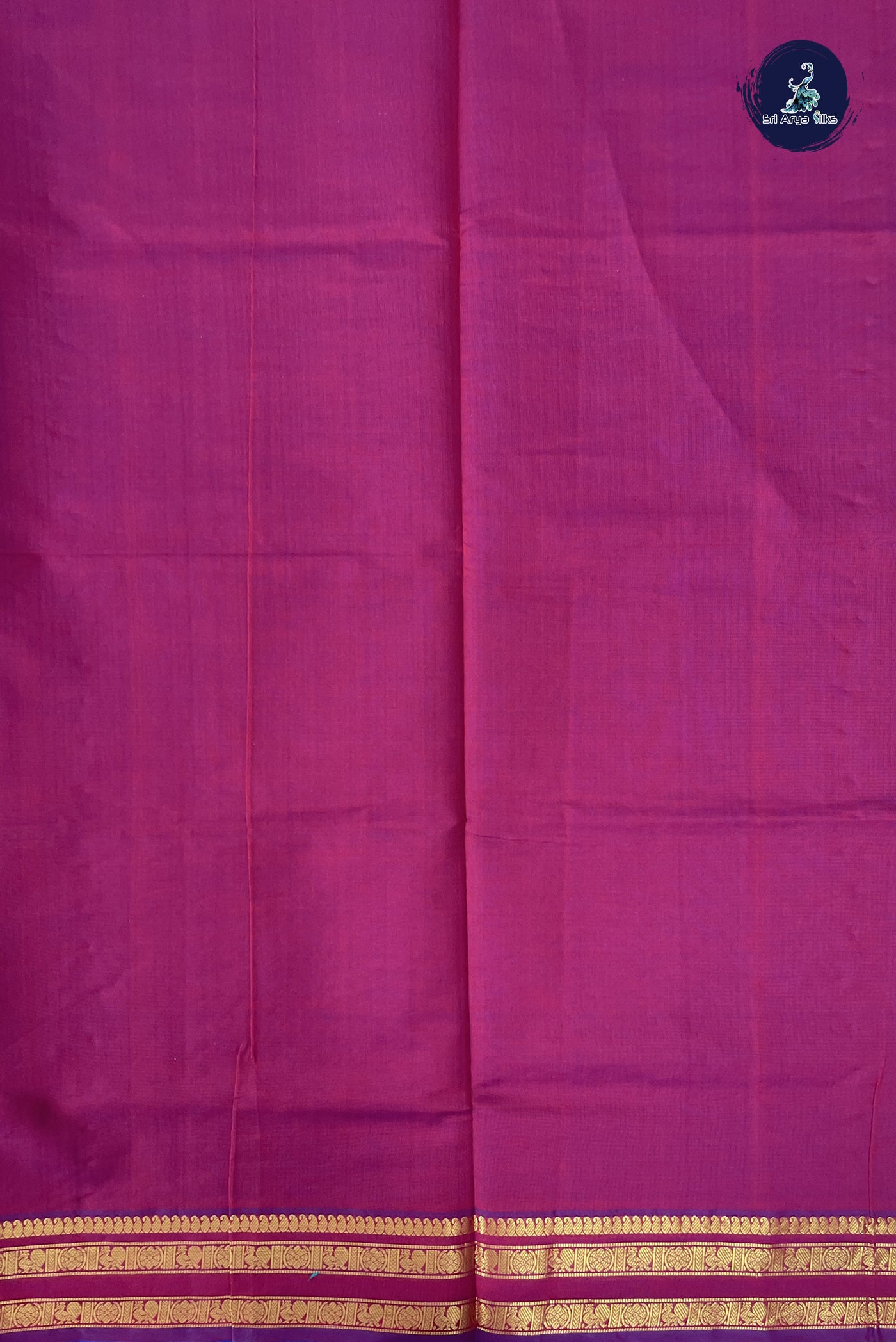 MS Blue Kanchi Semi Silk Cotton Saree With Plain Pattern