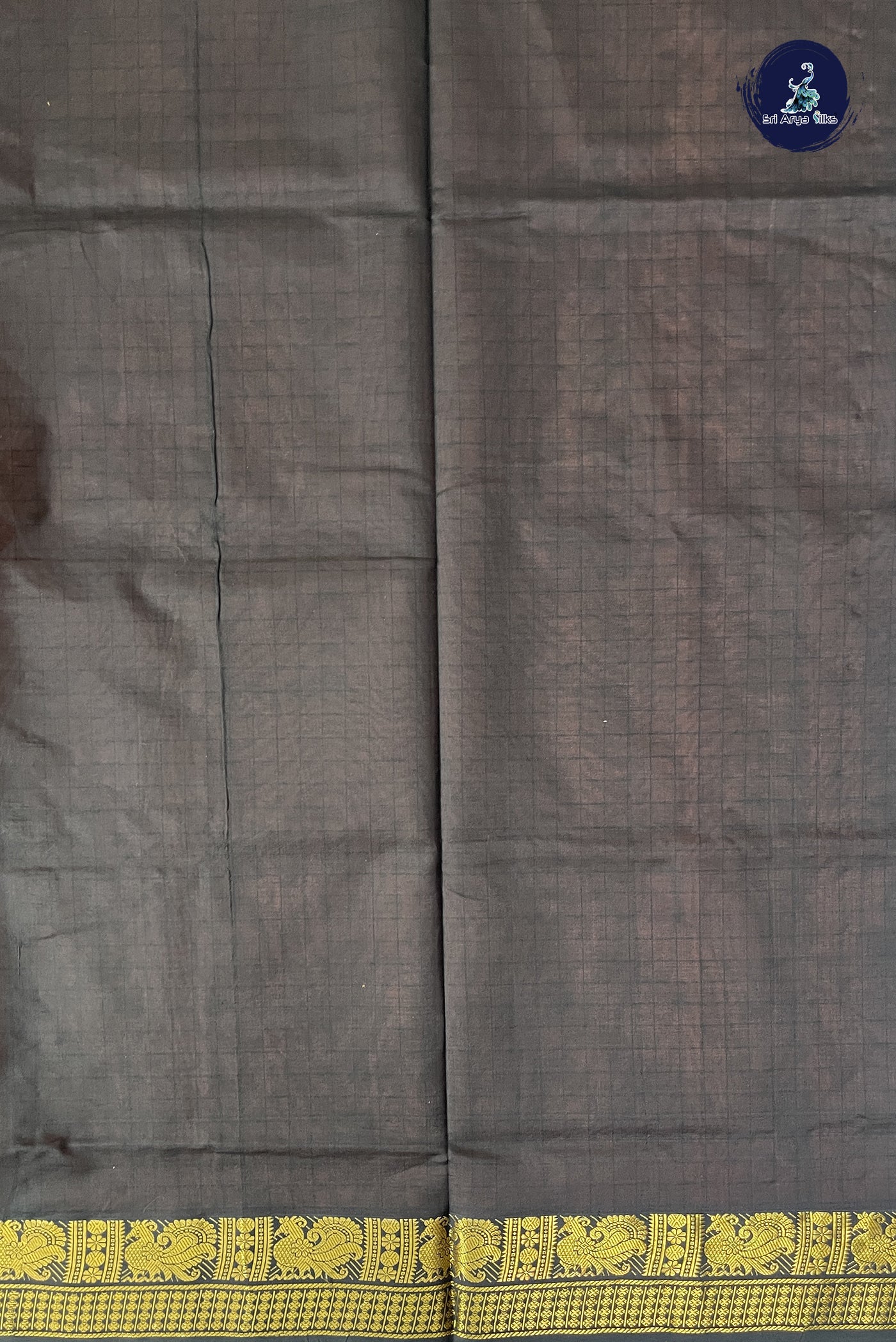 Peach Kanchi Semi Silk Cotton Saree With Checked Pattern