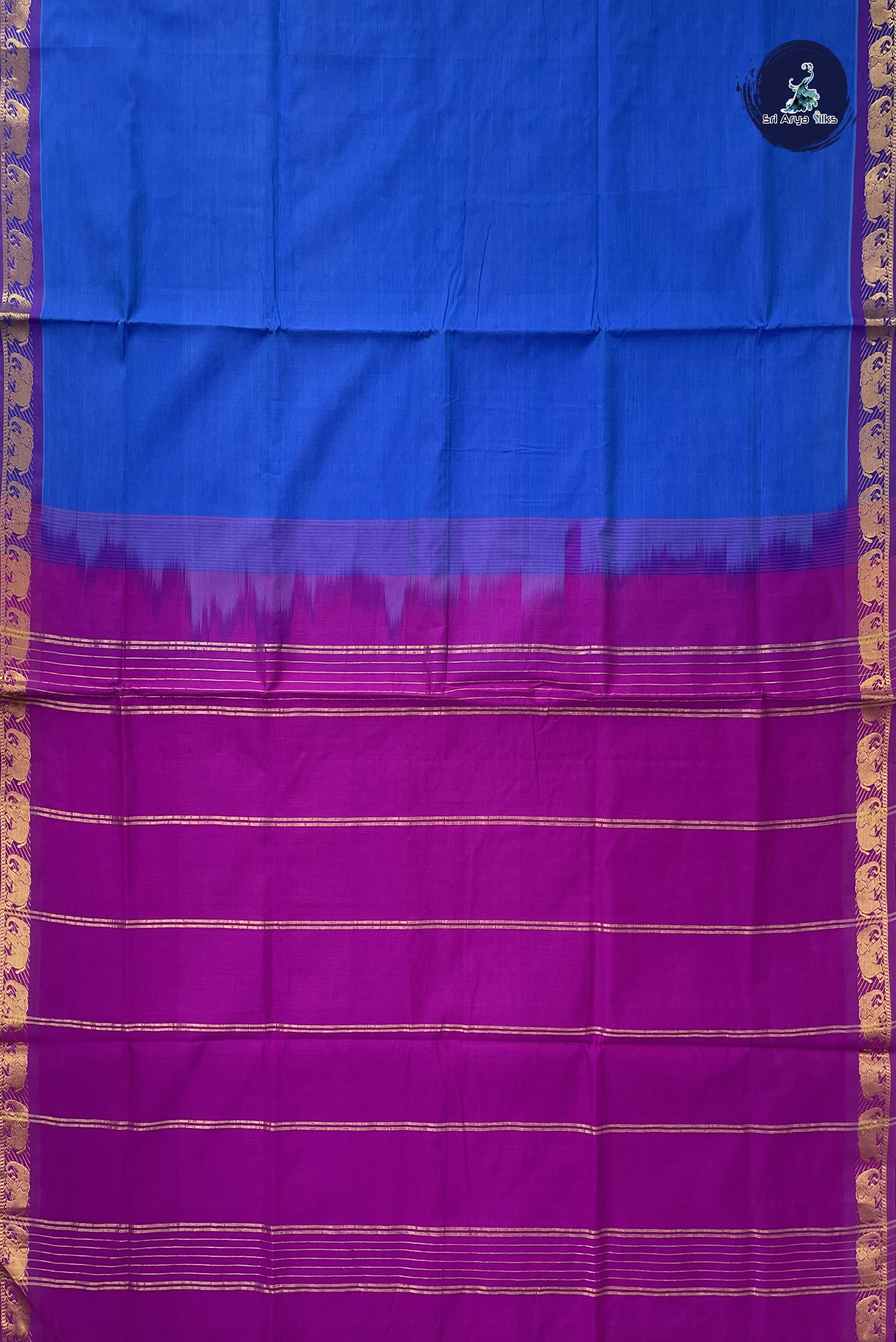 Blue Kanchi Semi Silk Cotton Saree With Plain Pattern