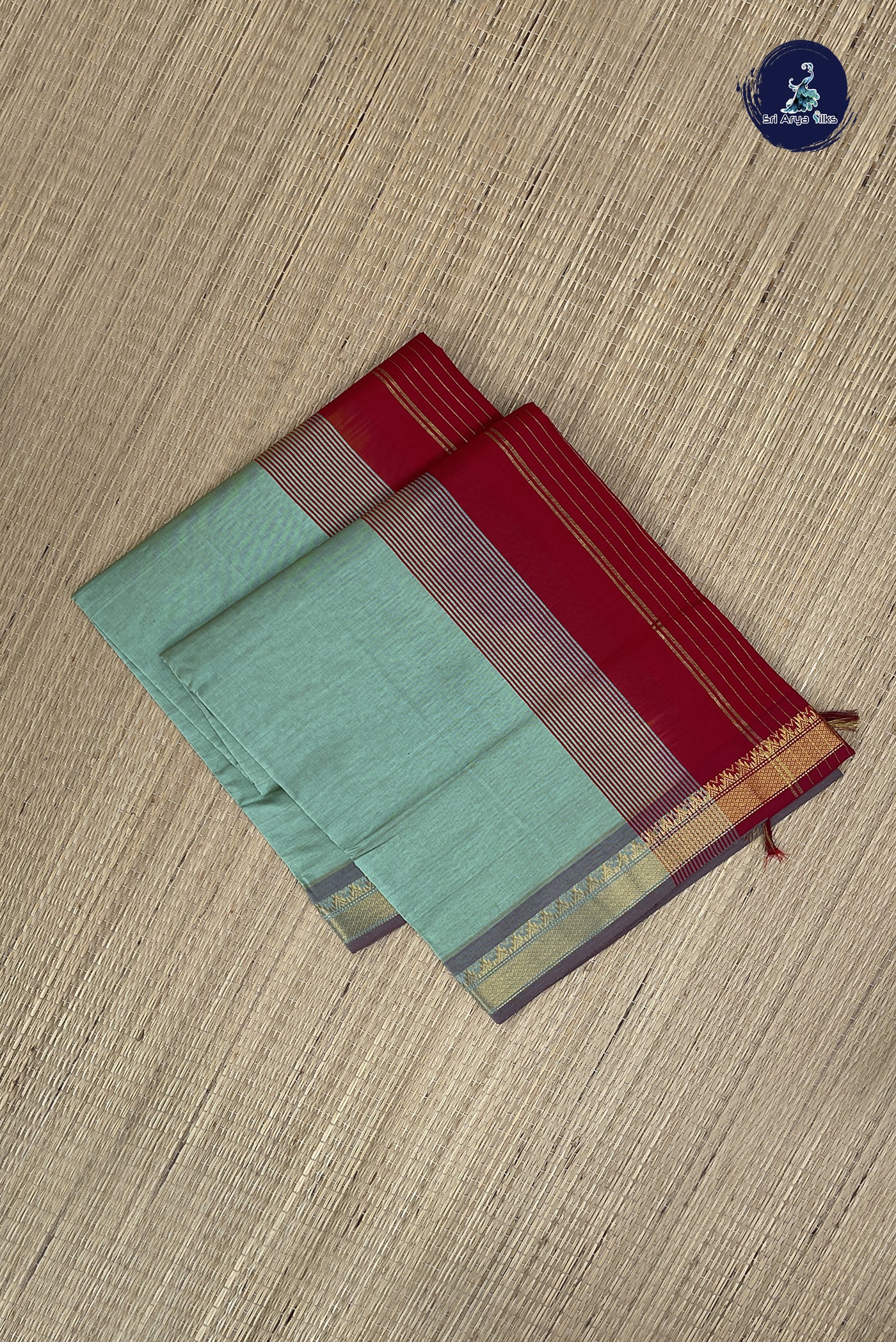 Pastel Shade Kanchi Semi Silk Cotton Saree With Plain Pattern