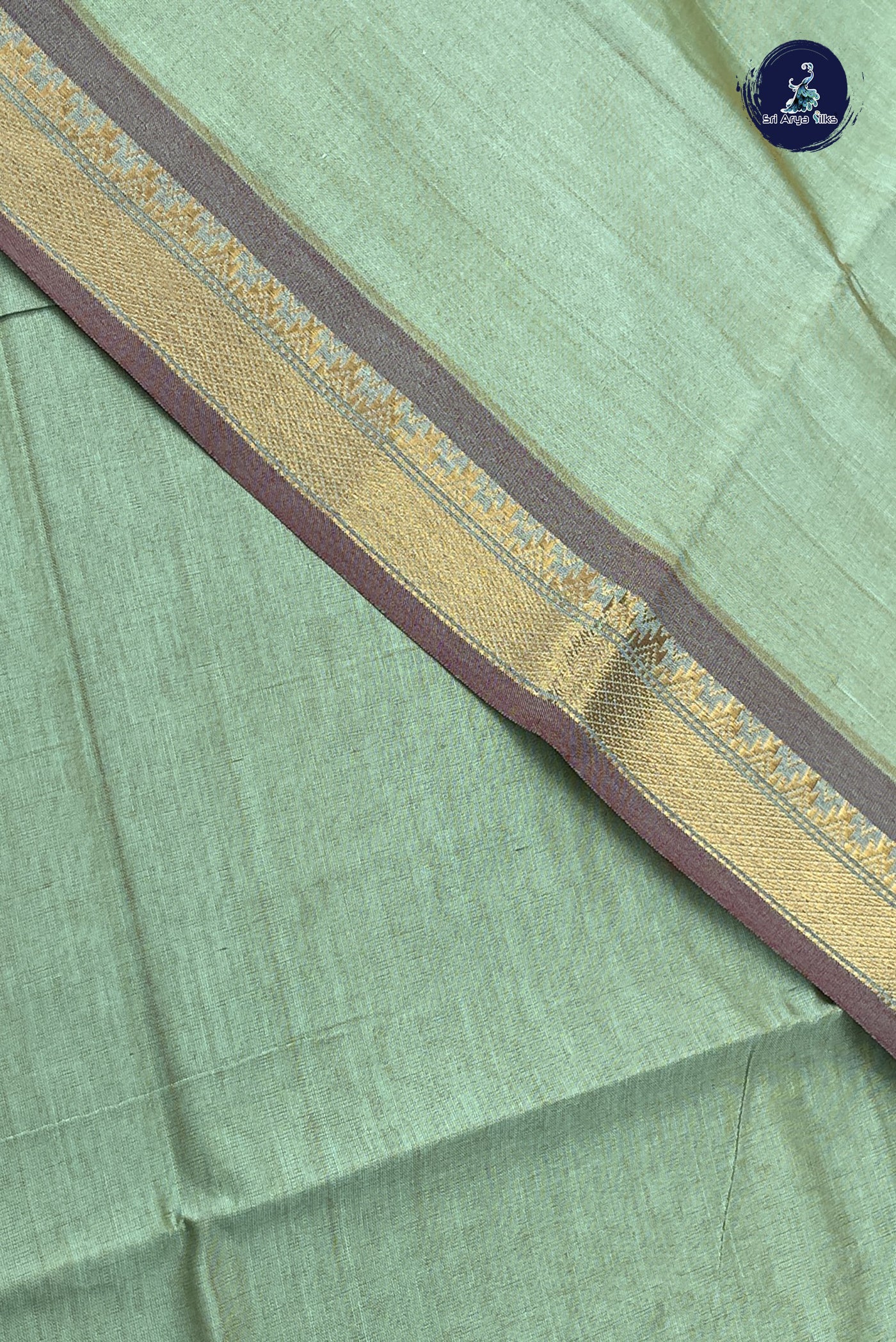 Pastel Shade Kanchi Semi Silk Cotton Saree With Plain Pattern