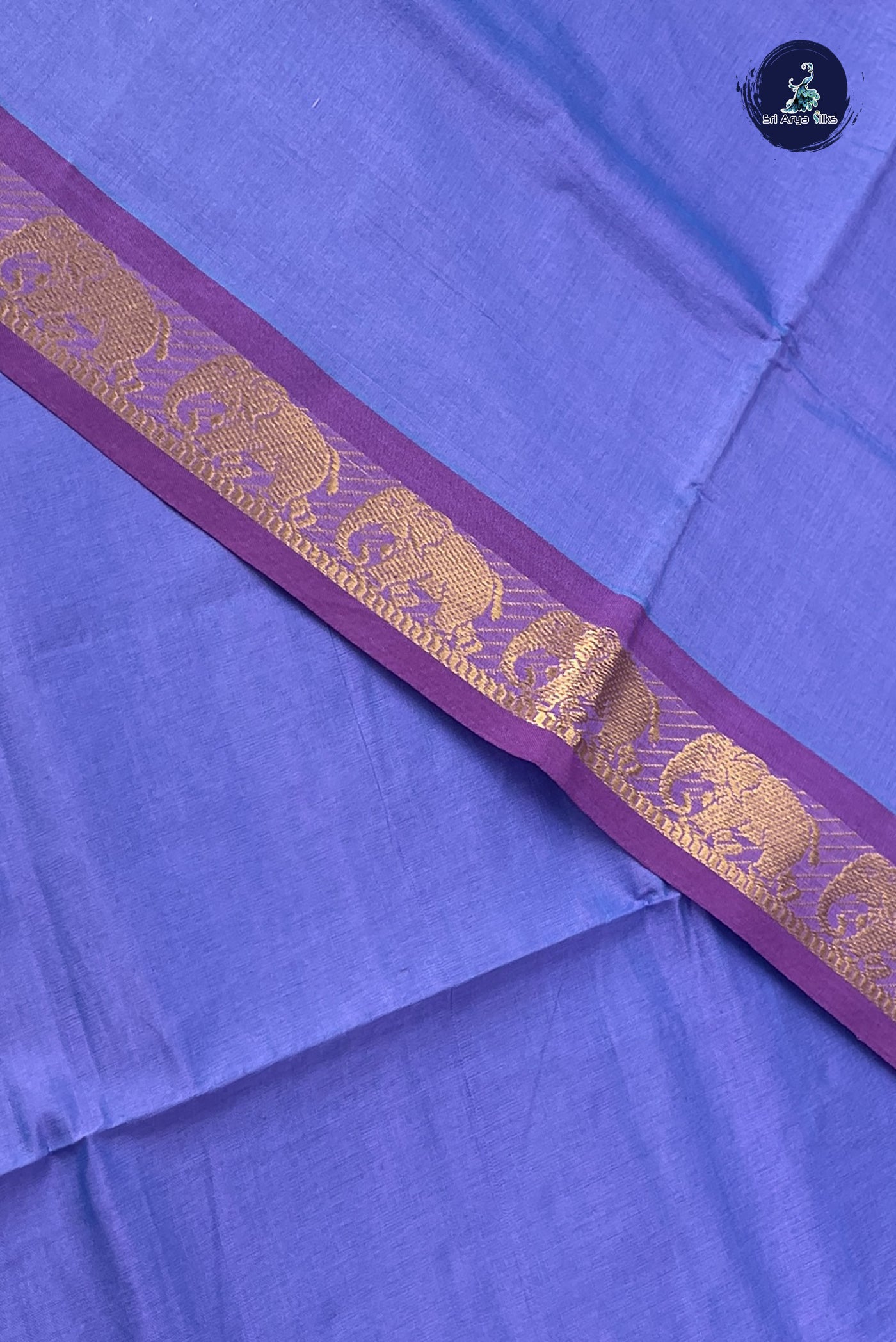 Lavender Kanchi Semi Silk Cotton Saree With Plain Pattern
