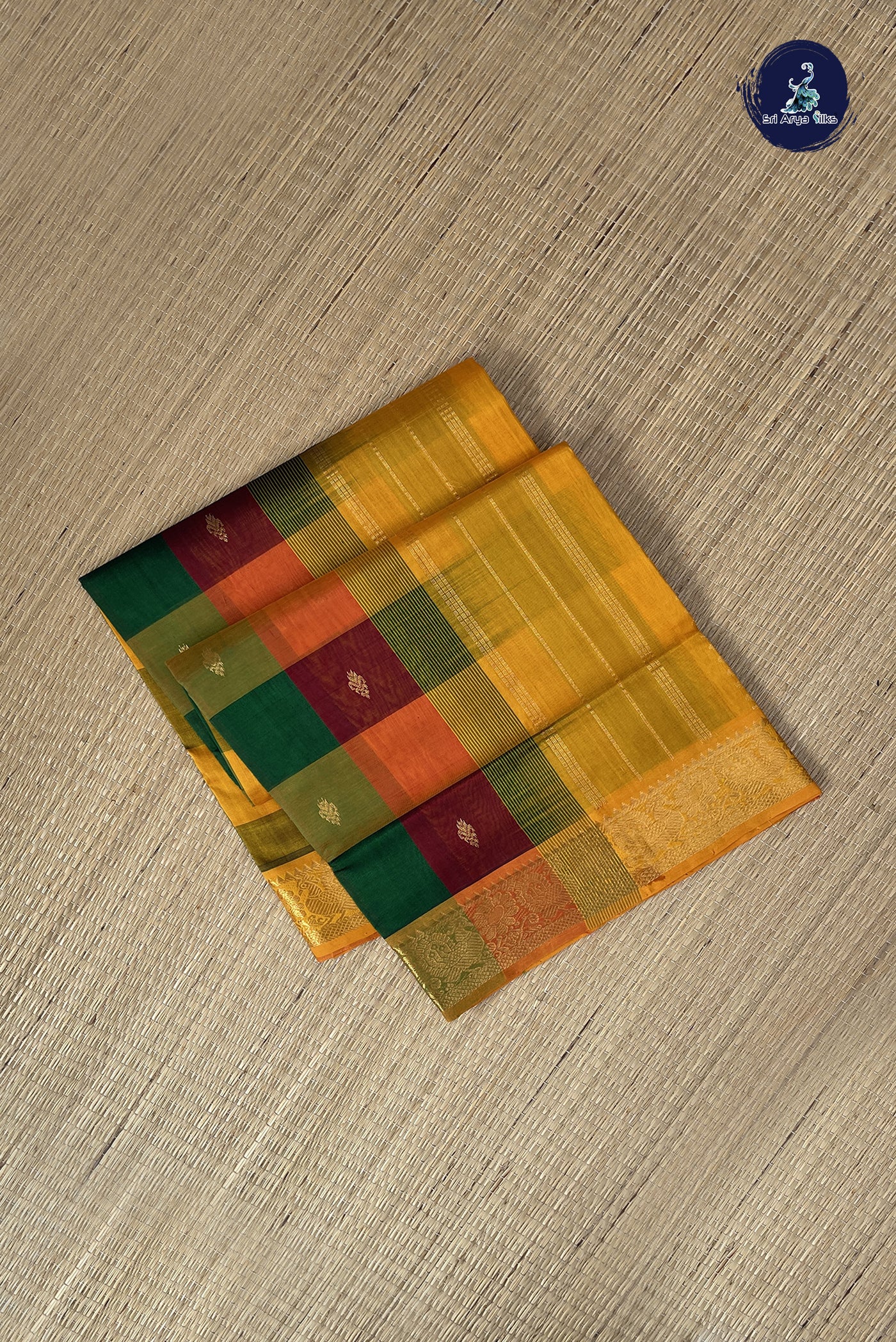 Multi Colour Simple Silk Cotton Saree With Paalum Pazham Kattam Pattern