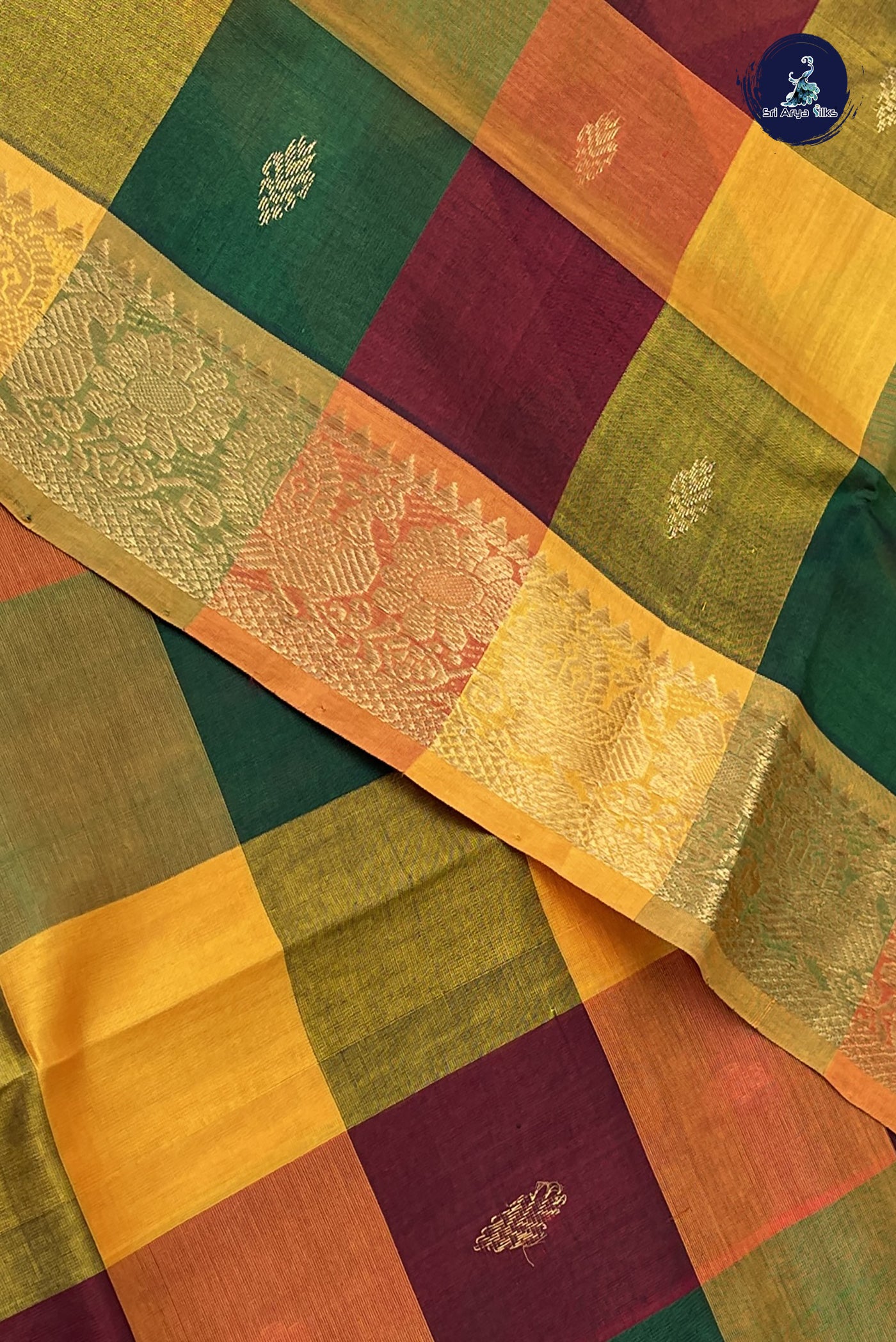 Multi Colour Simple Silk Cotton Saree With Paalum Pazham Kattam Pattern