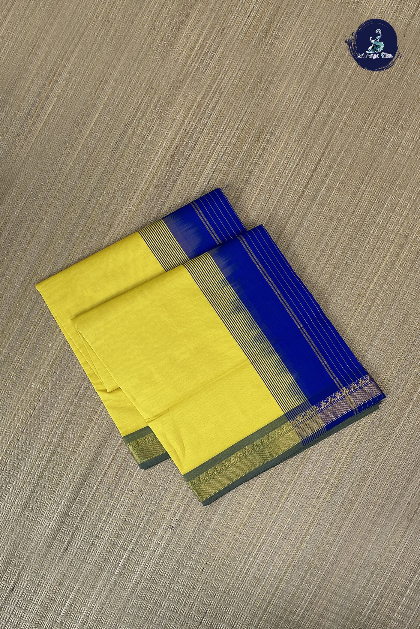 Lemon Yellow Kanchi Semi Silk Cotton Saree With Plain Pattern