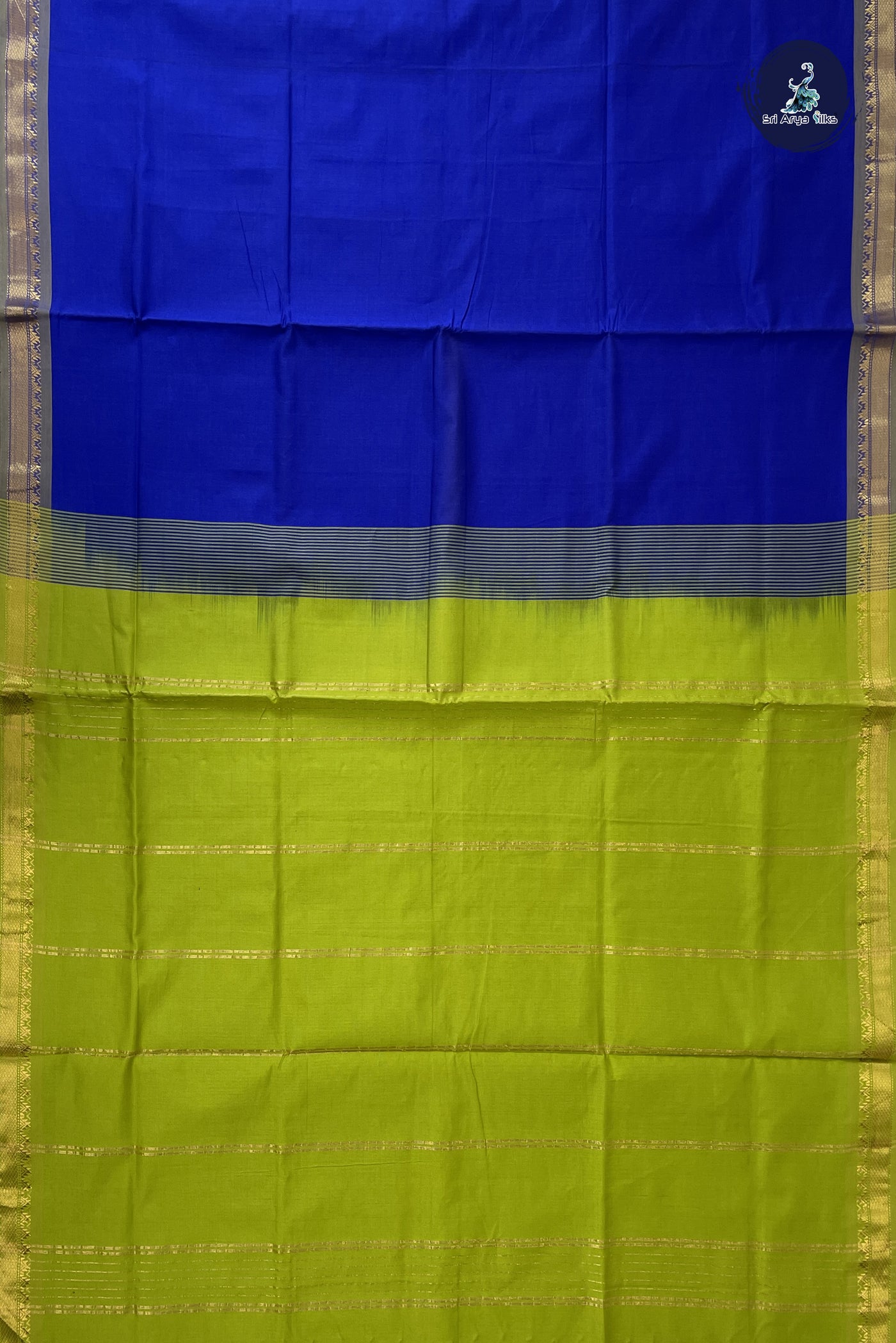 Blue Kanchi Semi Silk Cotton Saree With Plain Pattern