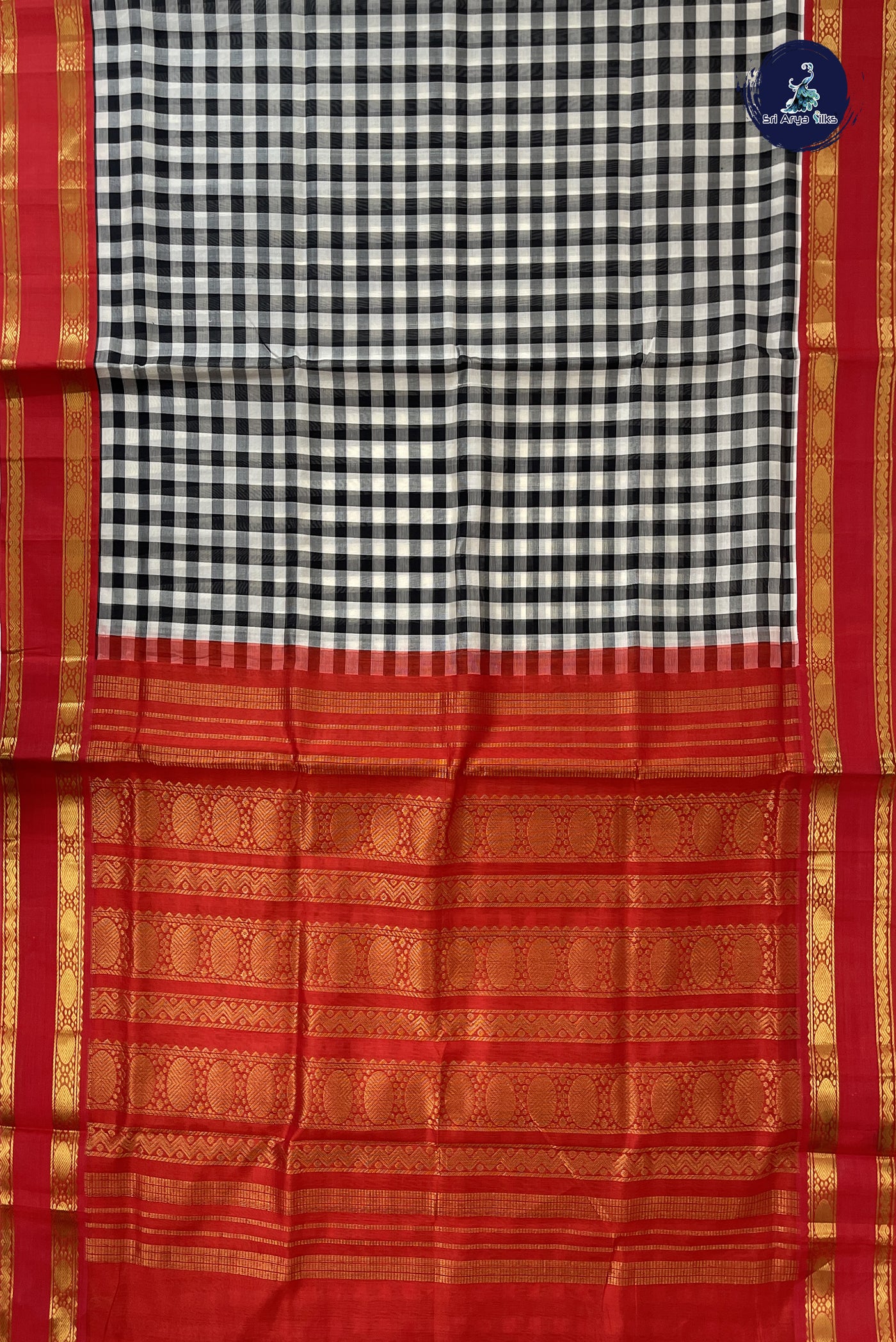 Multi Colour Checked Saree With Paalum Pazham Kattam Pattern