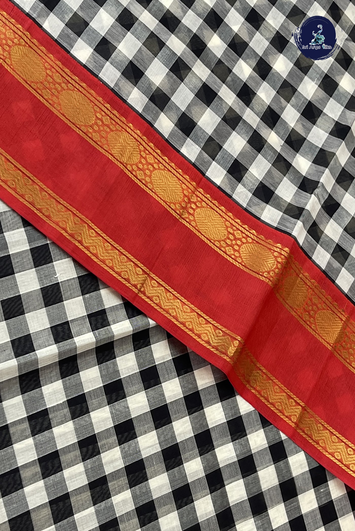 Multi Colour Checked Saree With Paalum Pazham Kattam Pattern