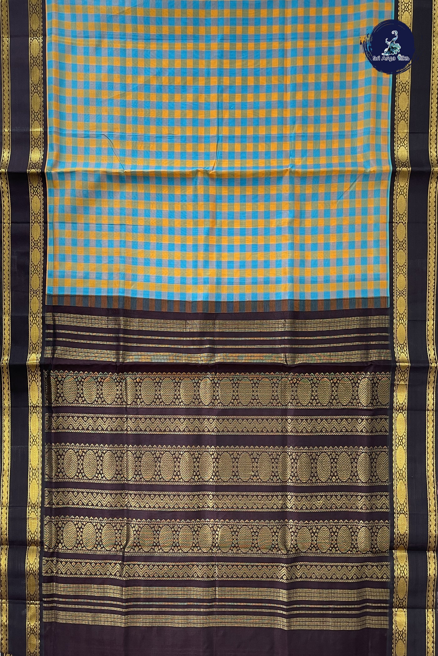 Multi Colour Checked Saree With Paalum Pazham Kattam Pattern