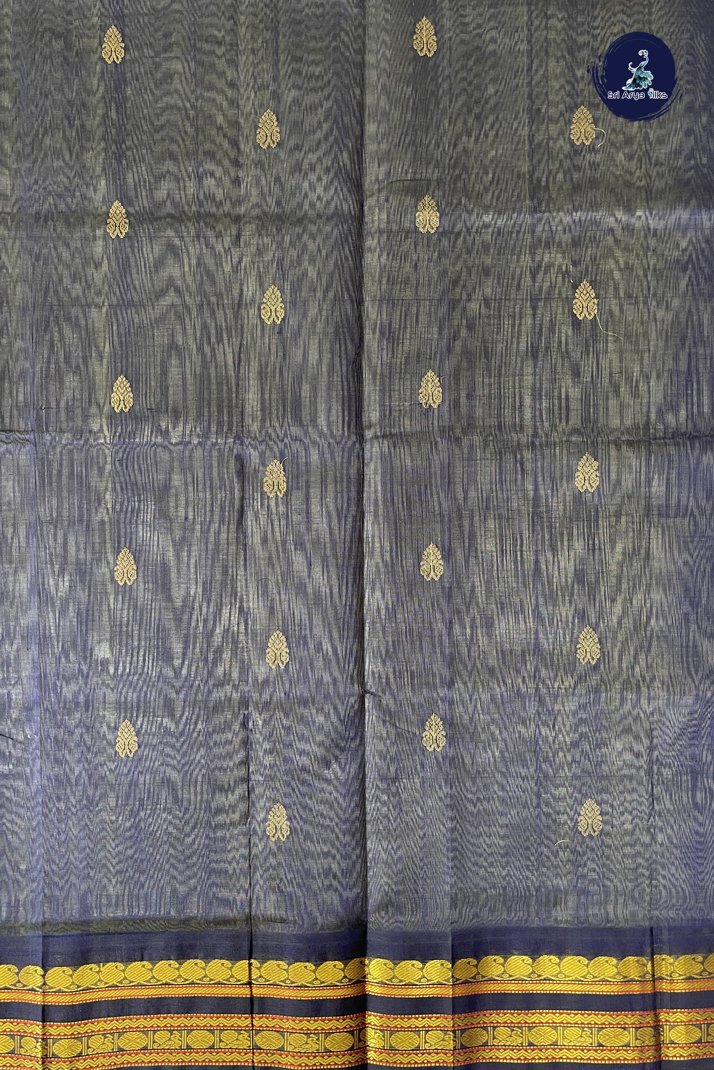 Pista Green Korvai Silk Cotton Saree With Zari Buttas Pattern