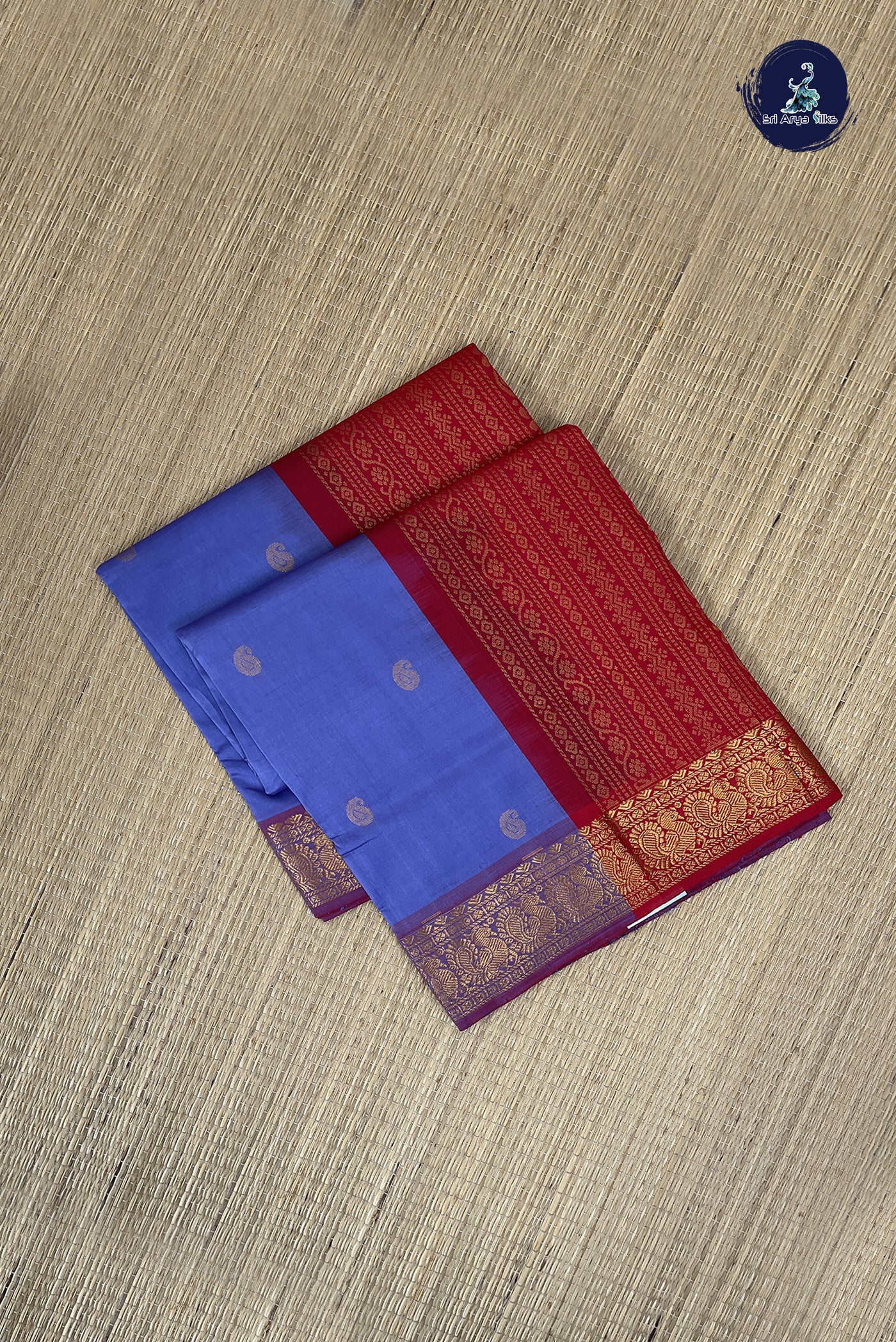 Lavender Kanchi Semi Silk Cotton Saree With Zari Buttas Pattern
