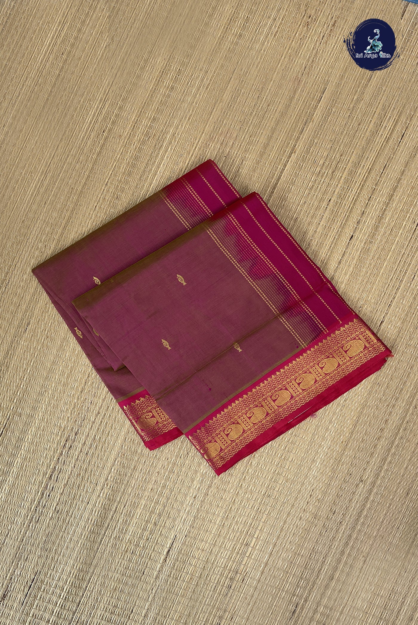 Dual Tone Pink Simple Silk Cotton Saree With Zari Buttas Pattern