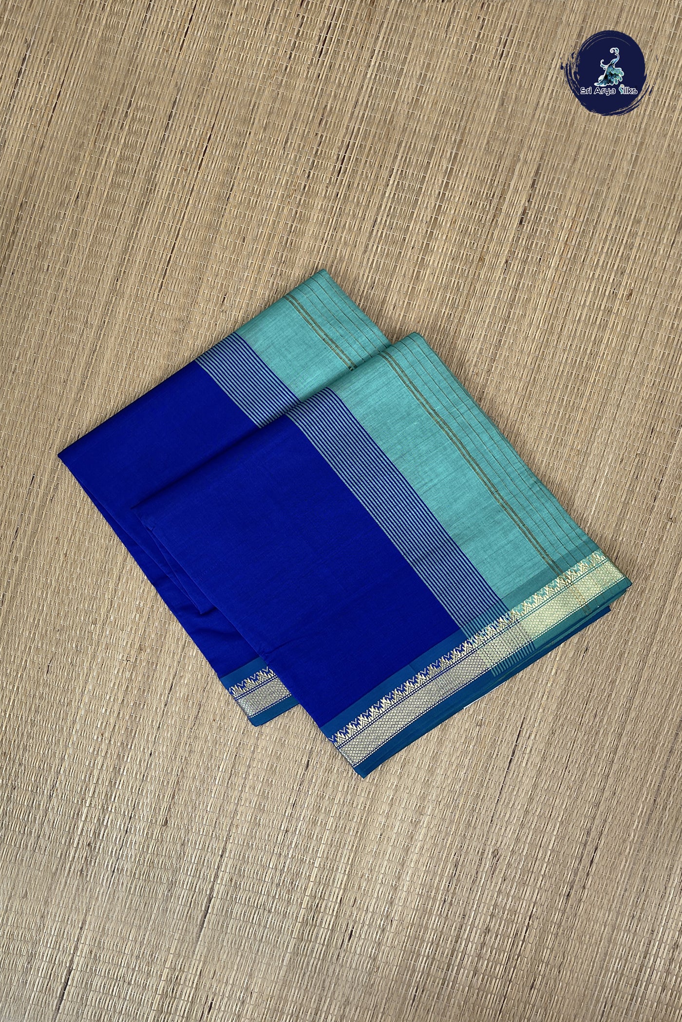Royal Blue Kanchi Semi Silk Cotton Saree With Plain Pattern