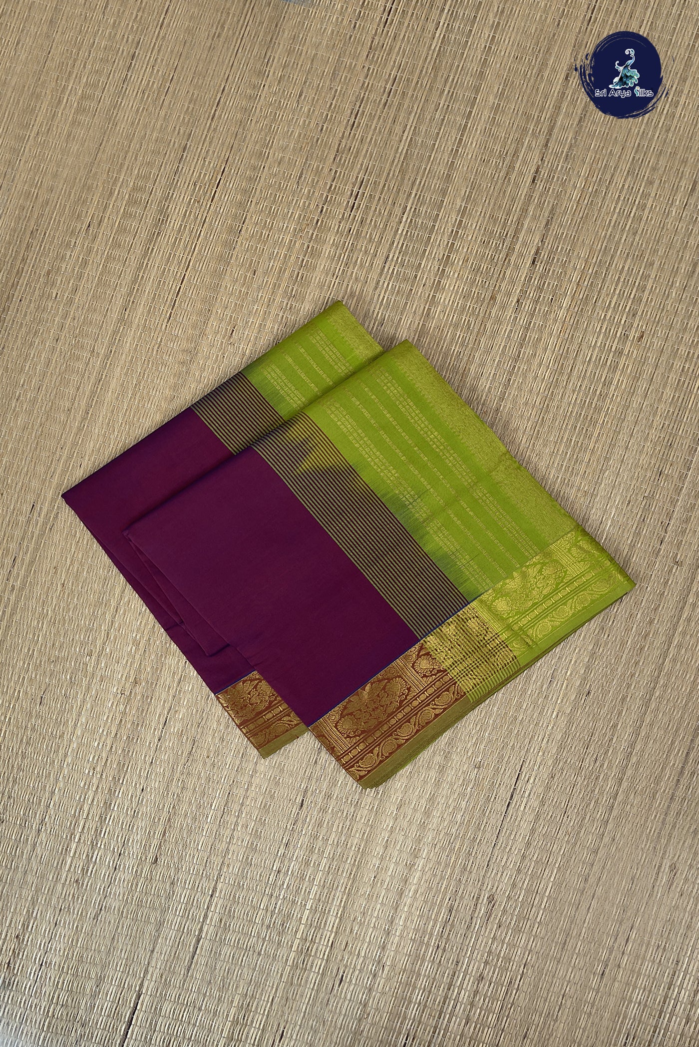 Dual Tone Brown Kanchi Semi Silk Cotton Saree With Plain Pattern