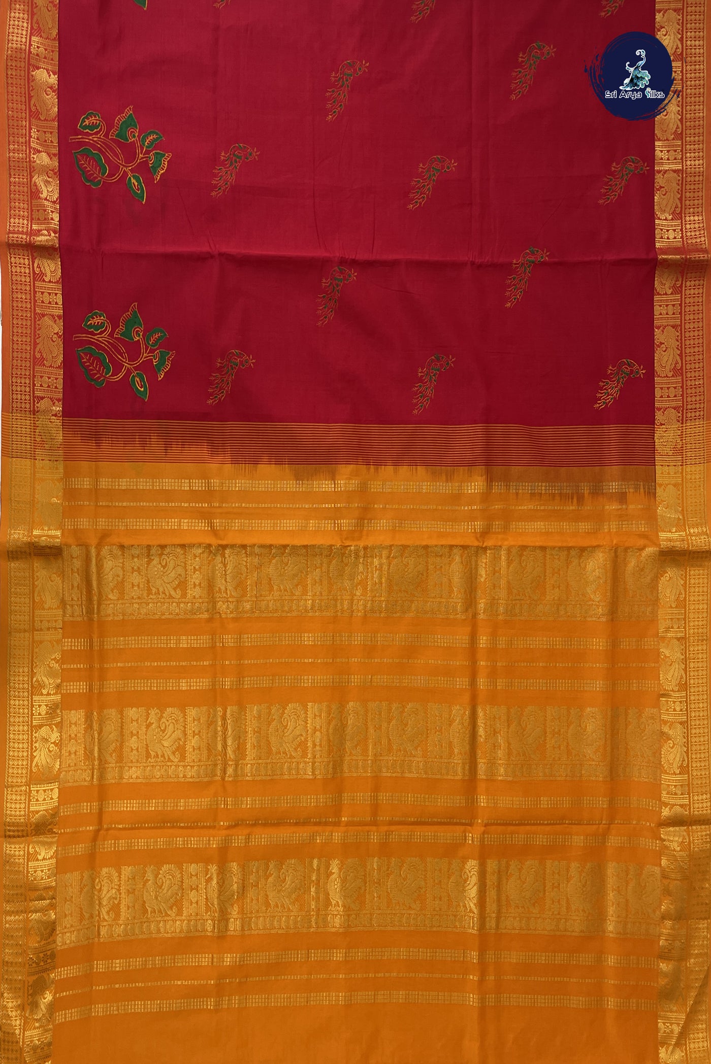 Maroon Kanchi Semi Silk Cotton Saree With Printed Pattern