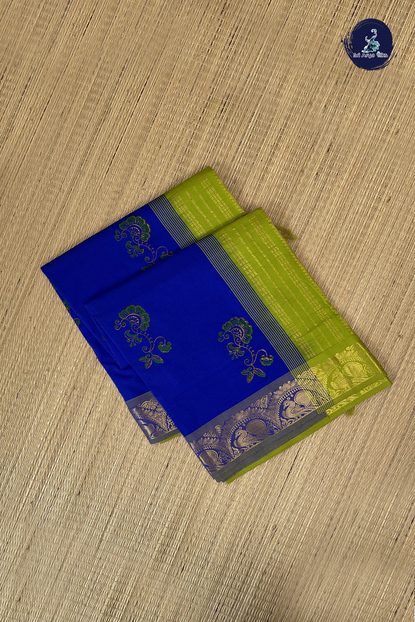 Dark Blue Kanchi Semi Silk Cotton Saree With Printed Pattern