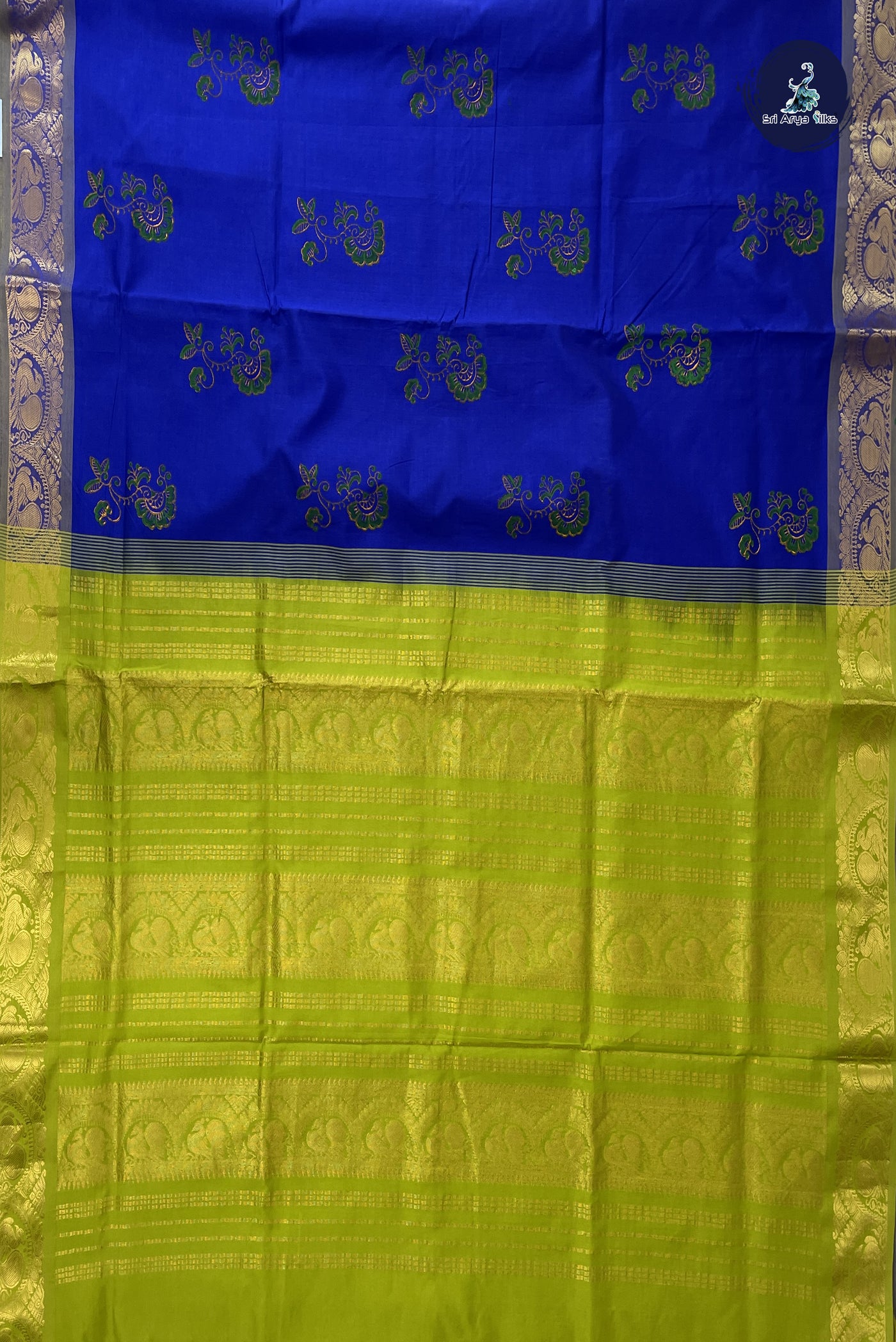 Dark Blue Kanchi Semi Silk Cotton Saree With Printed Pattern