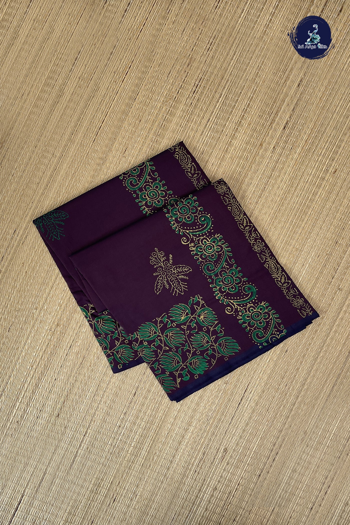 Brown Kanchi Semi Silk Cotton Saree With Printed Pattern