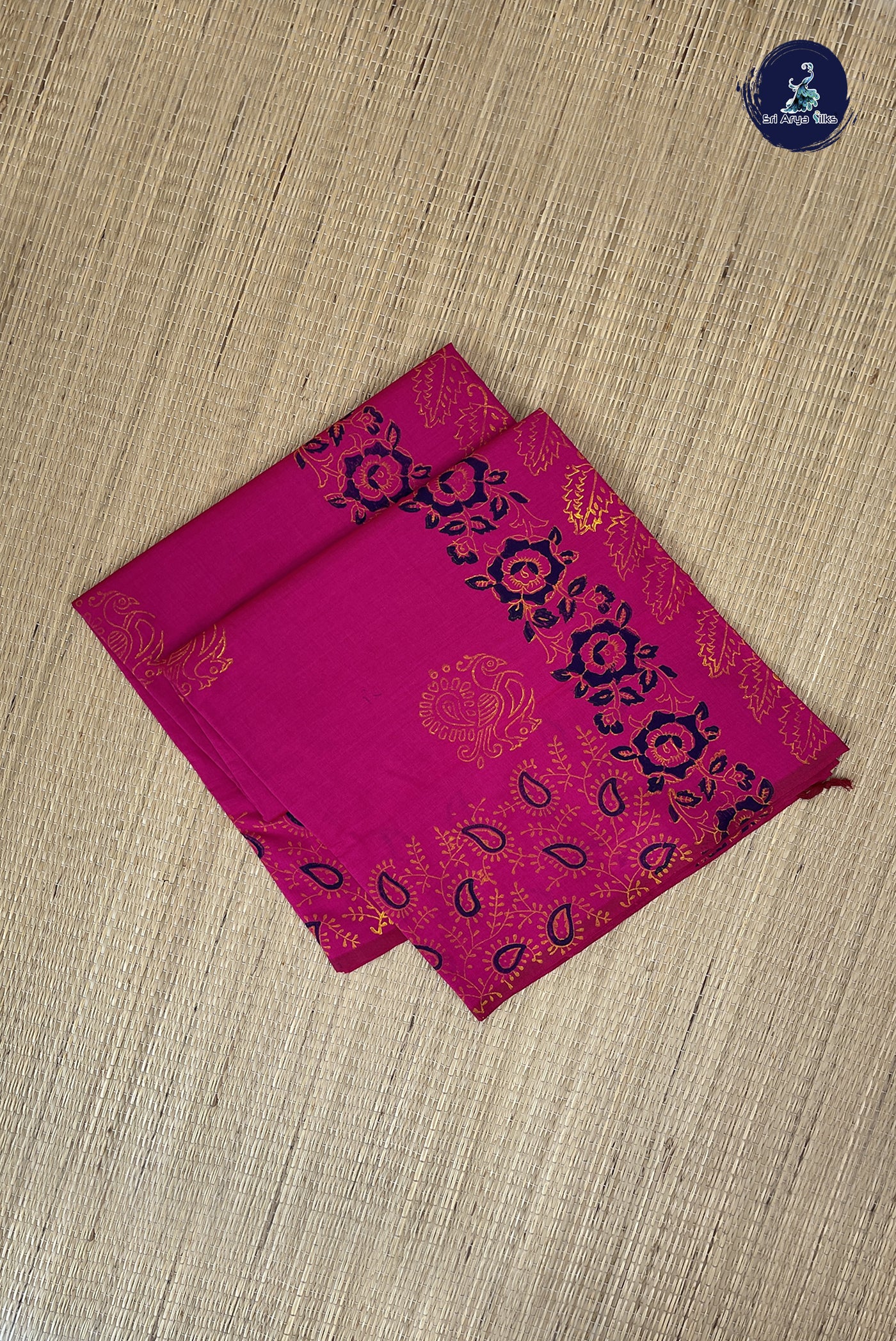 Pink Kanchi Semi Silk Cotton Saree With Printed Pattern