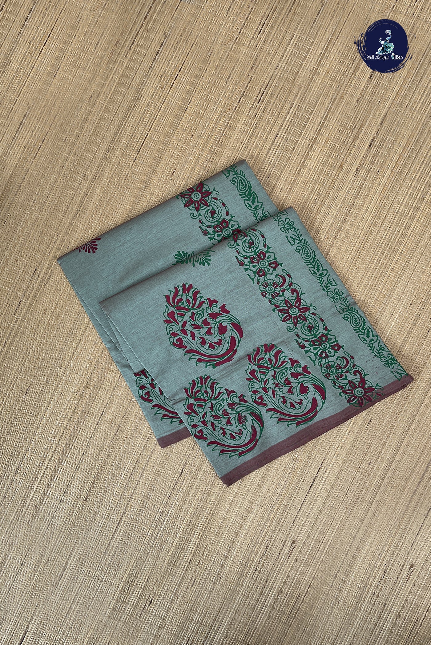 Pastel Shade Kanchi Semi Silk Cotton Saree With Printed Pattern