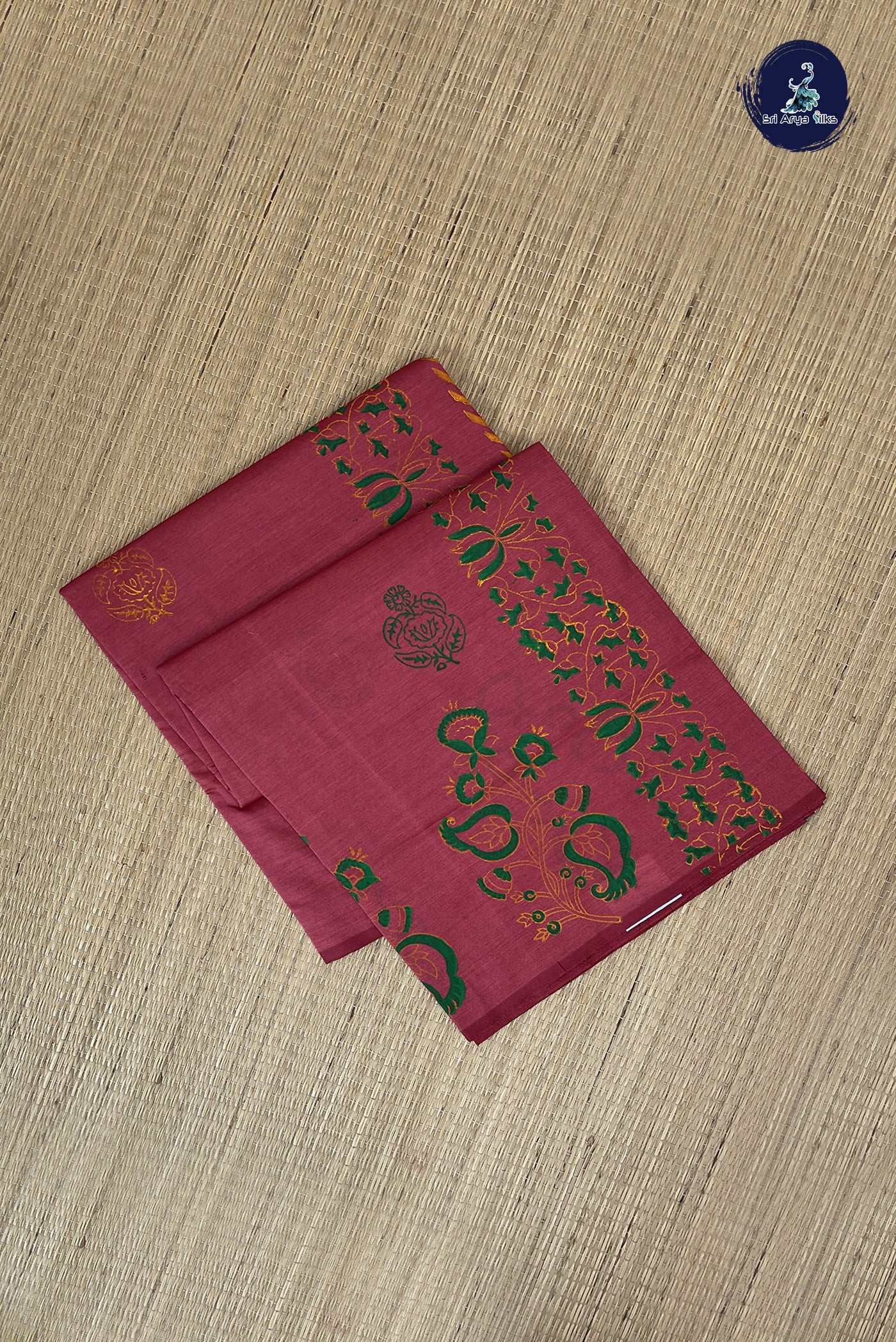 Caramel Pink Kanchi Semi Silk Cotton Saree With Printed Pattern