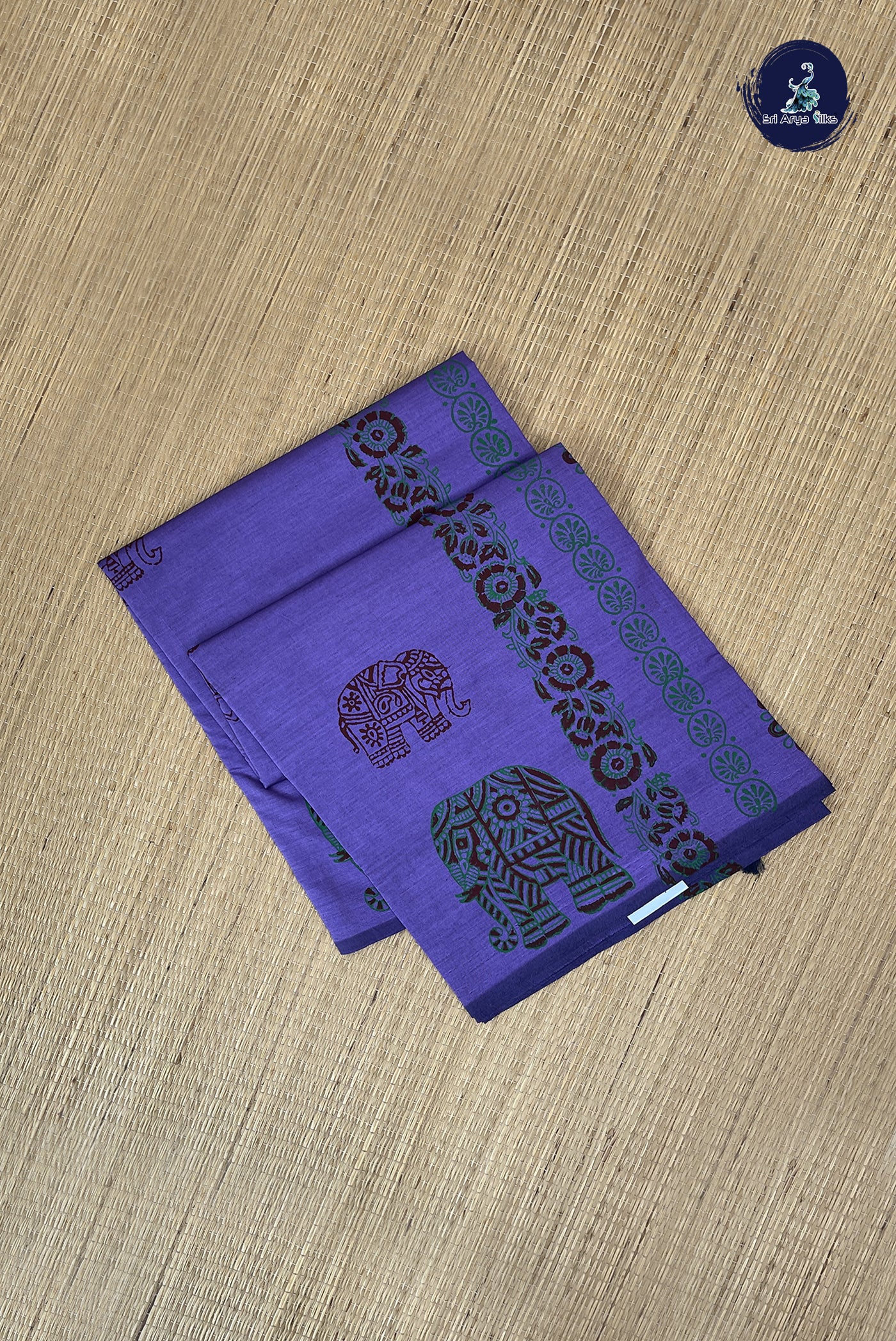 Lavender Kanchi Semi Silk Cotton Saree With Printed Pattern