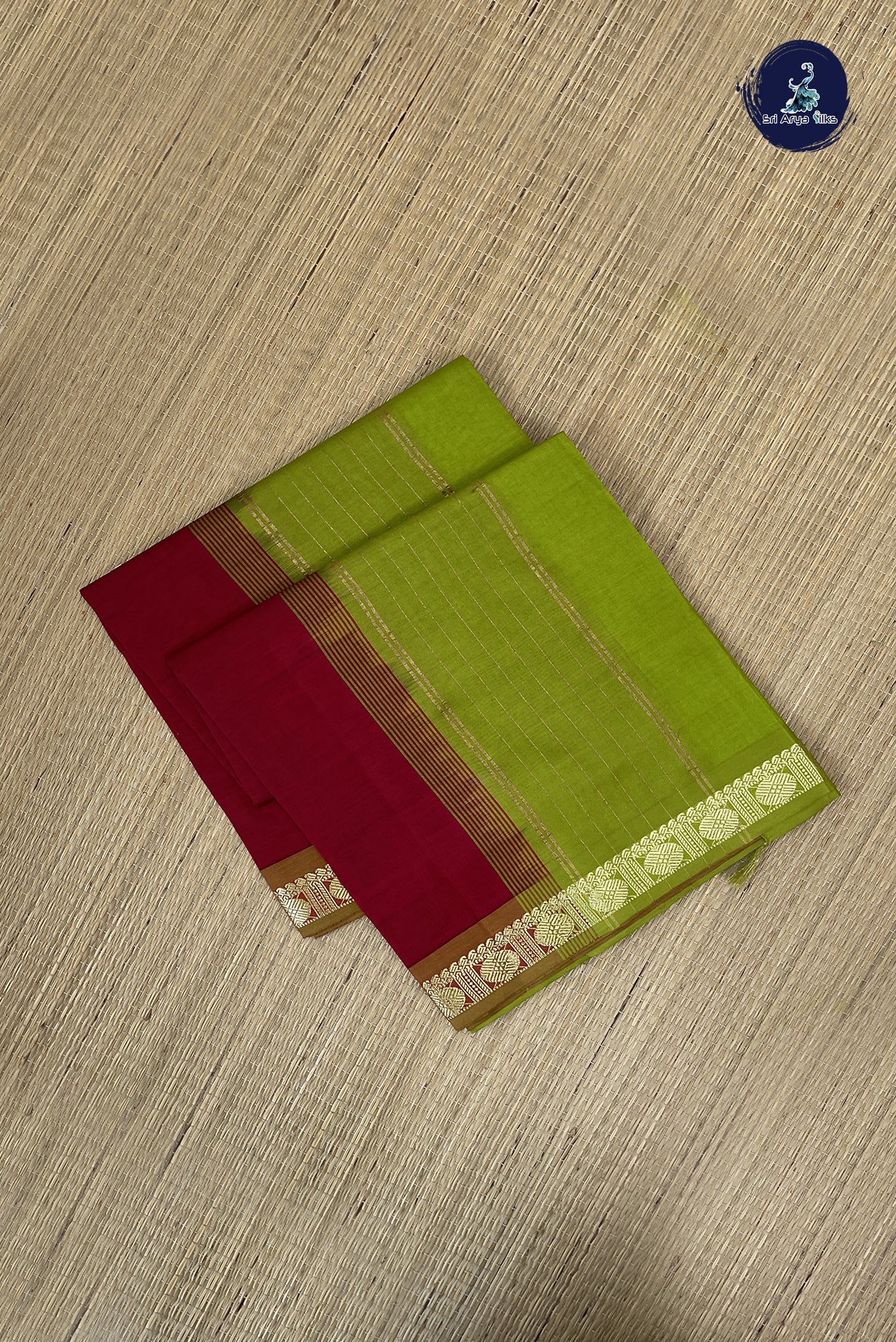 Maroon Kanchi Semi Silk Cotton Saree With Plain Pattern