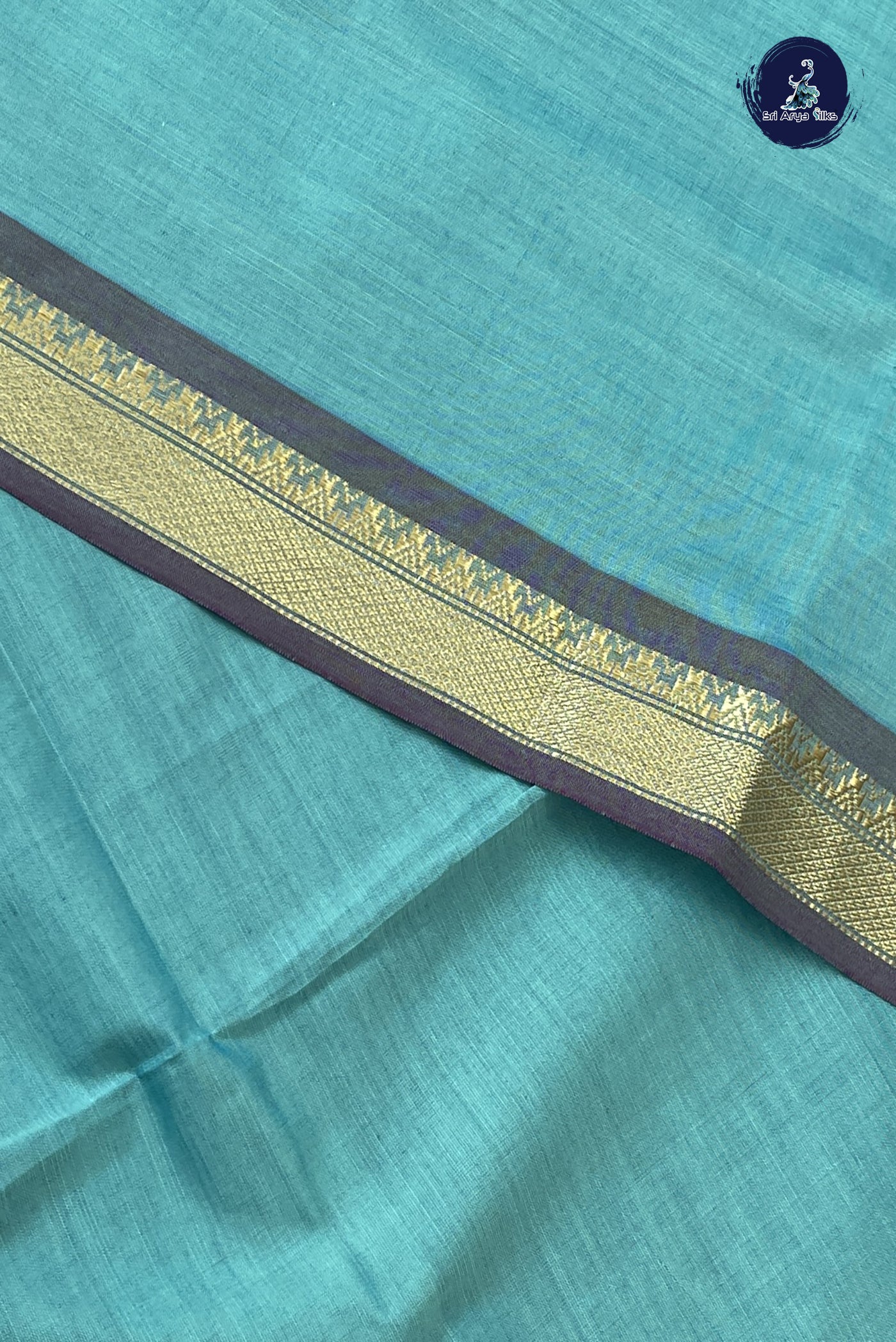 Blue Kanchi Semi Silk Cotton Saree With Plain Pattern