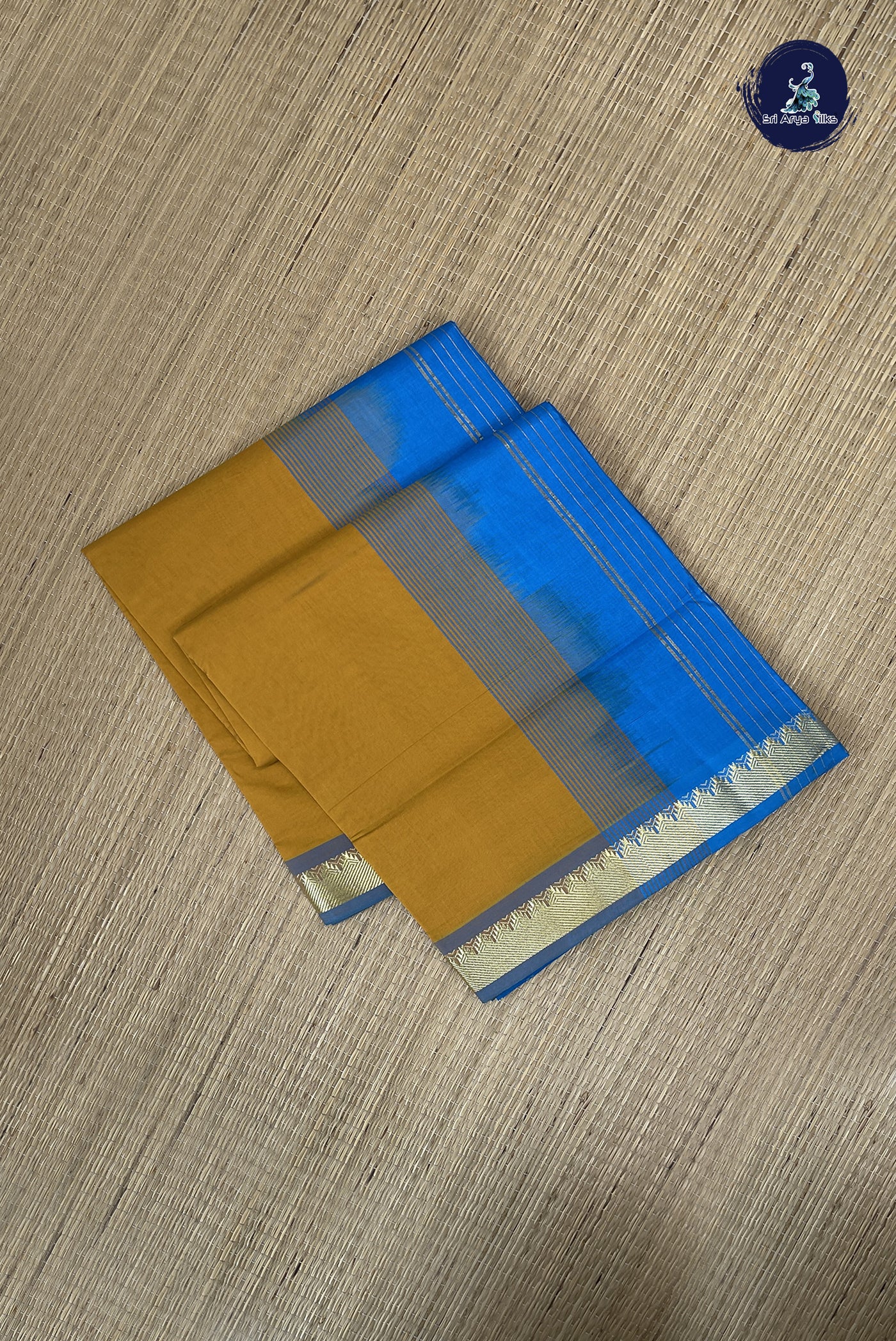 Turmeric Yellow Kanchi Semi Silk Cotton Saree With Plain Pattern