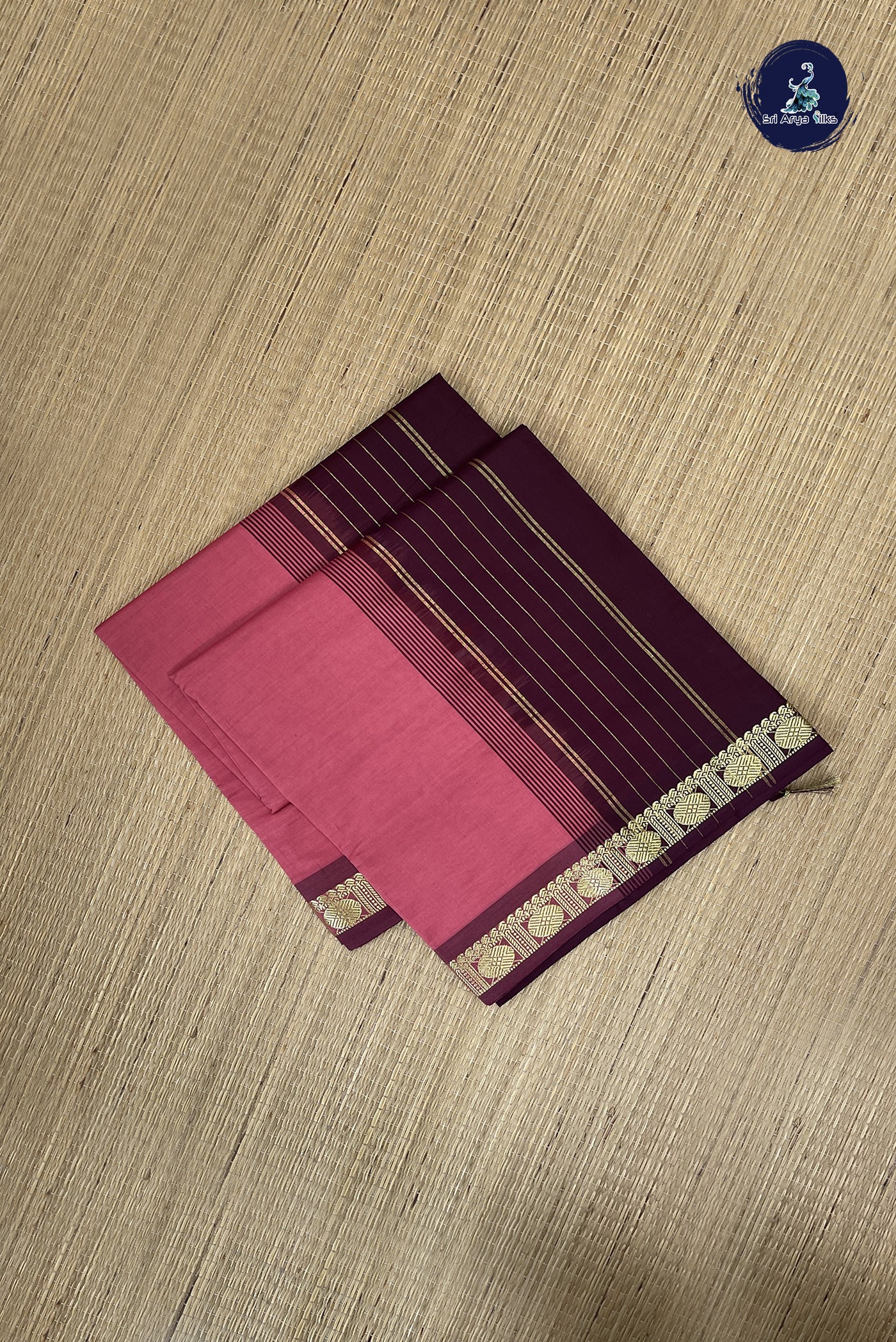 Caramel Shade Kanchi Semi Silk Cotton Saree With Plain Pattern