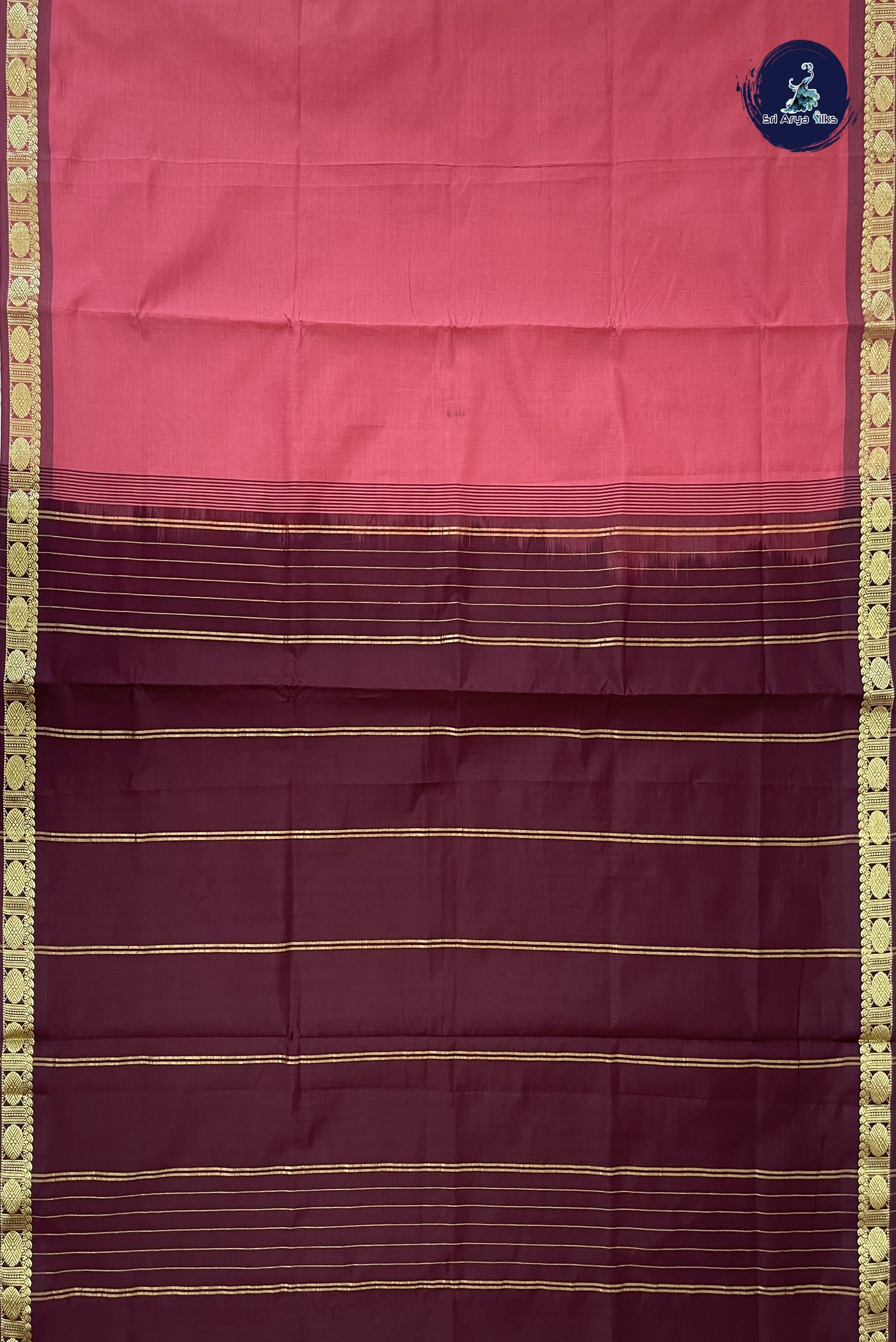 Caramel Shade Kanchi Semi Silk Cotton Saree With Plain Pattern