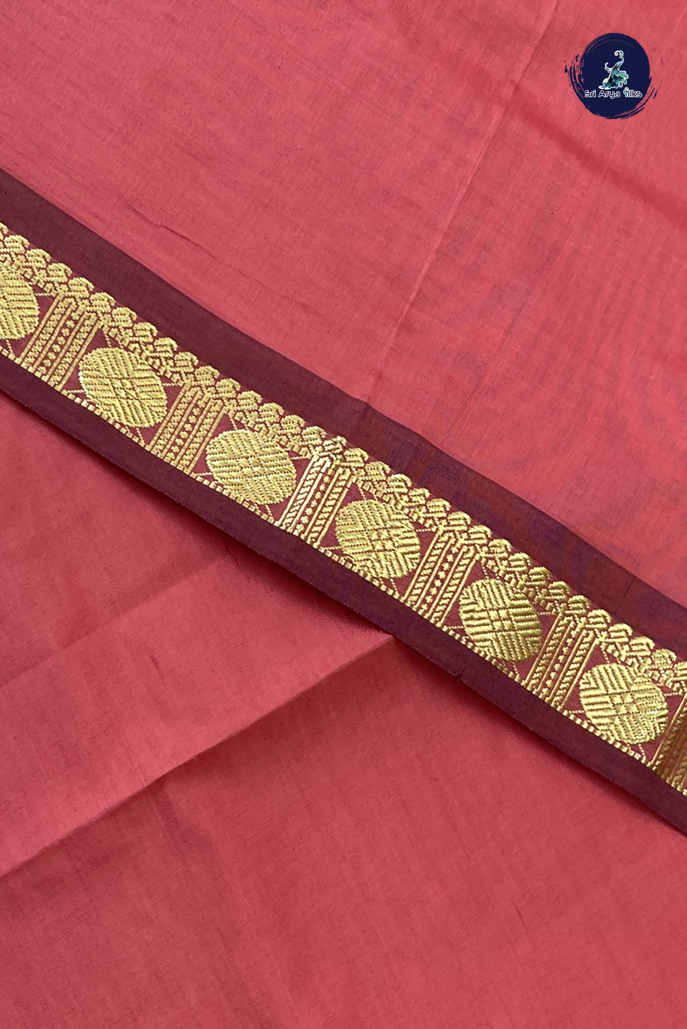 Caramel Shade Kanchi Semi Silk Cotton Saree With Plain Pattern