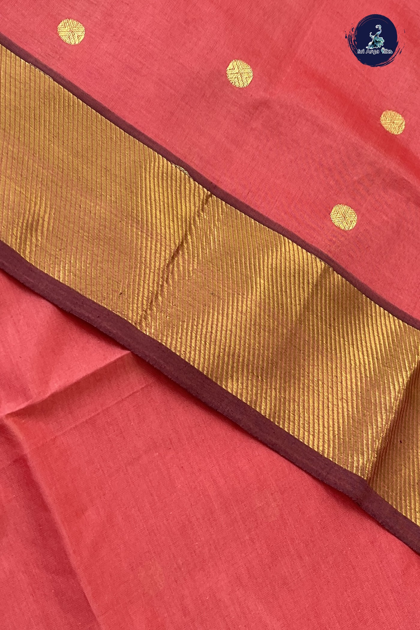 Caramel Pink Kanchi Semi Silk Cotton Saree With Zari Buttas Pattern