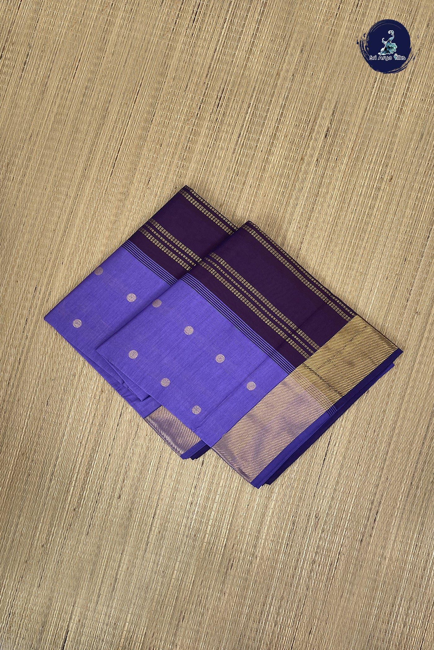 Lavender Kanchi Semi Silk Cotton Saree With Zari Buttas Pattern