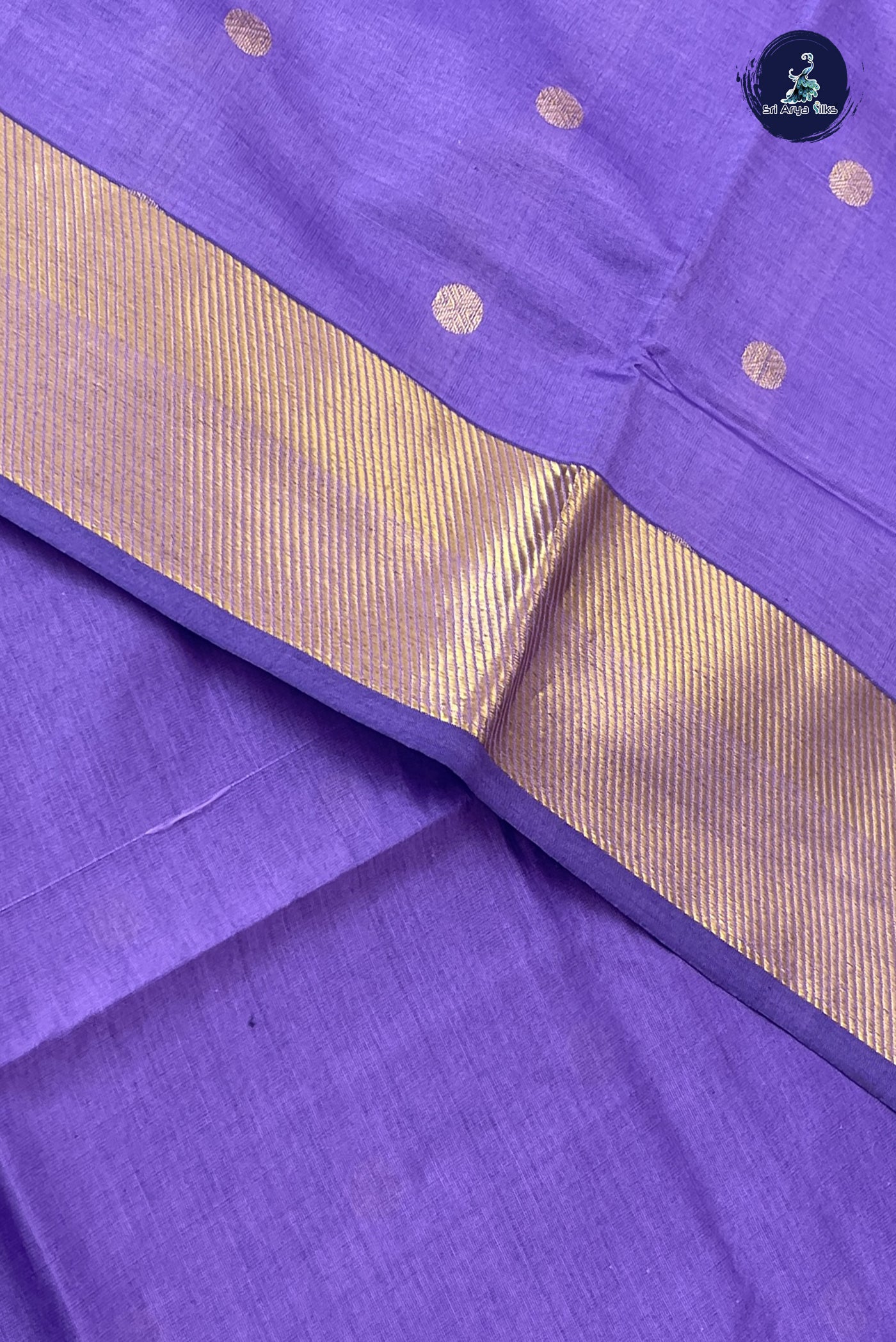 Lavender Kanchi Semi Silk Cotton Saree With Zari Buttas Pattern
