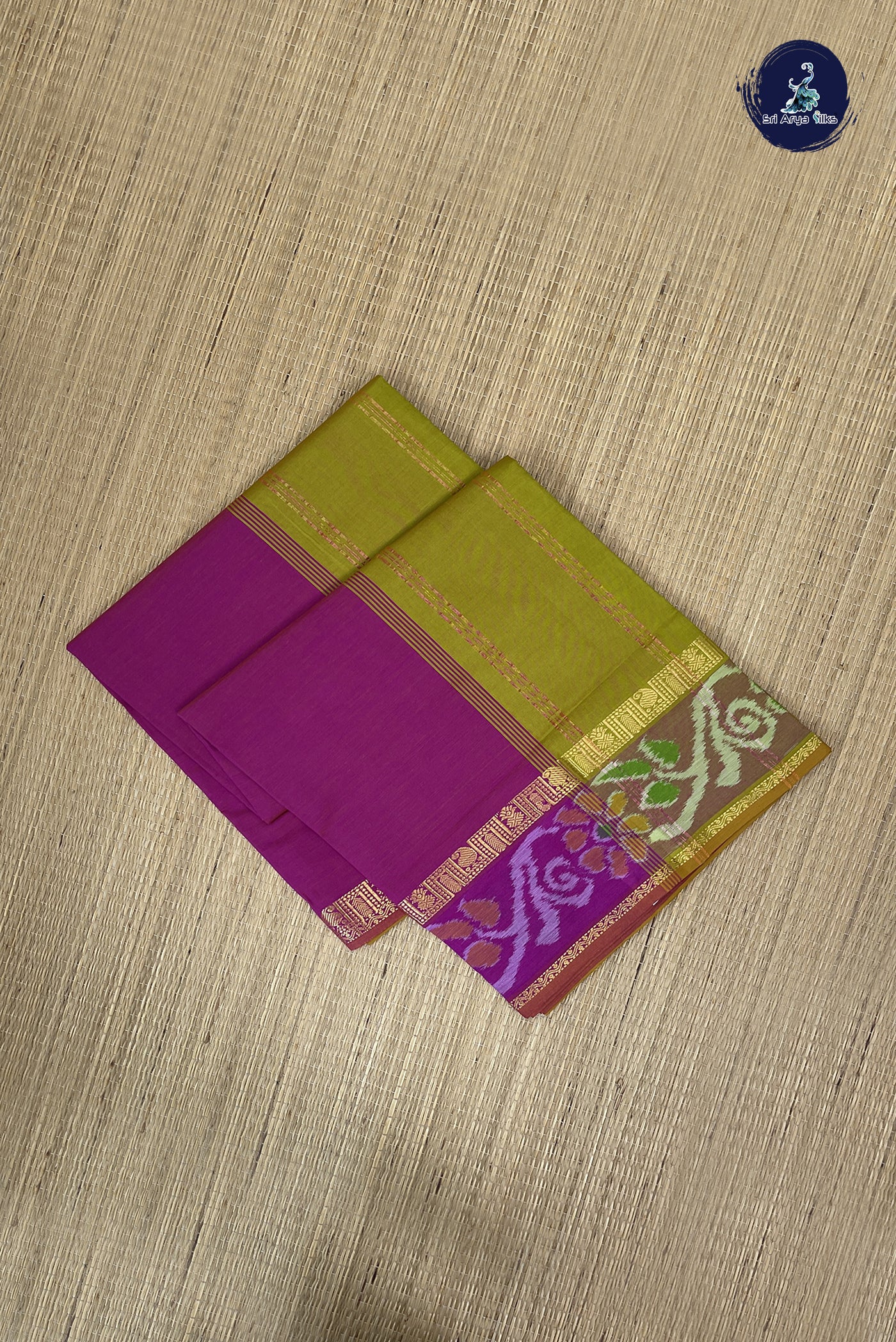 Pink Kanchi Semi Silk Cotton Saree With Plain Pattern