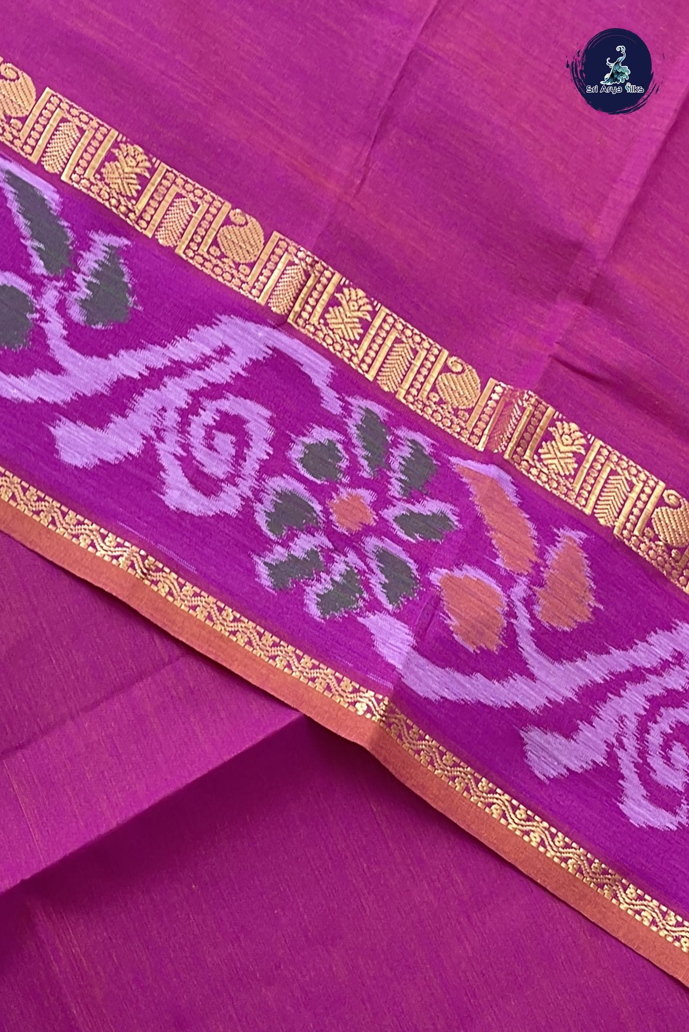 Pink Kanchi Semi Silk Cotton Saree With Plain Pattern