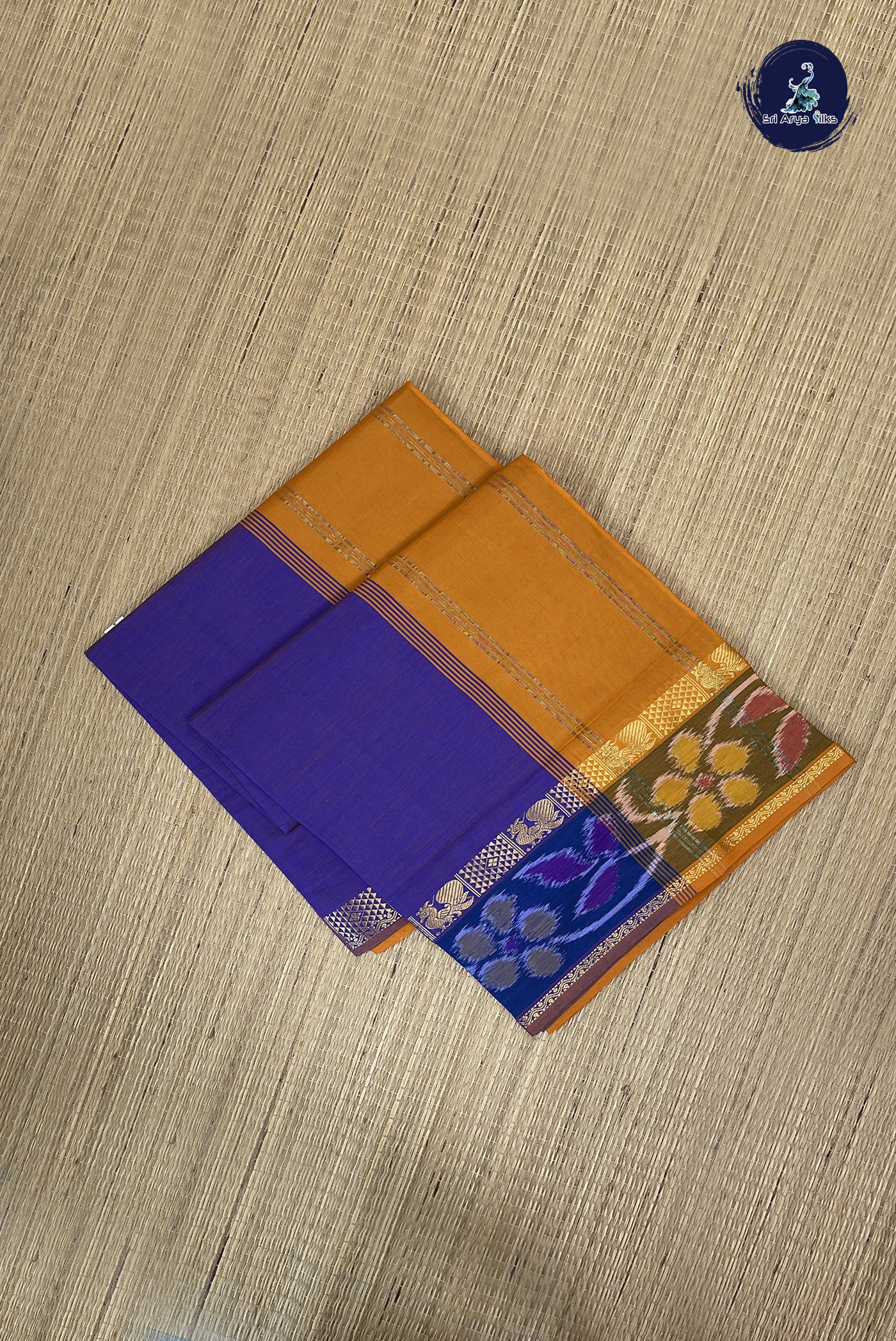 Lavender Kanchi Semi Silk Cotton Saree With Plain Pattern