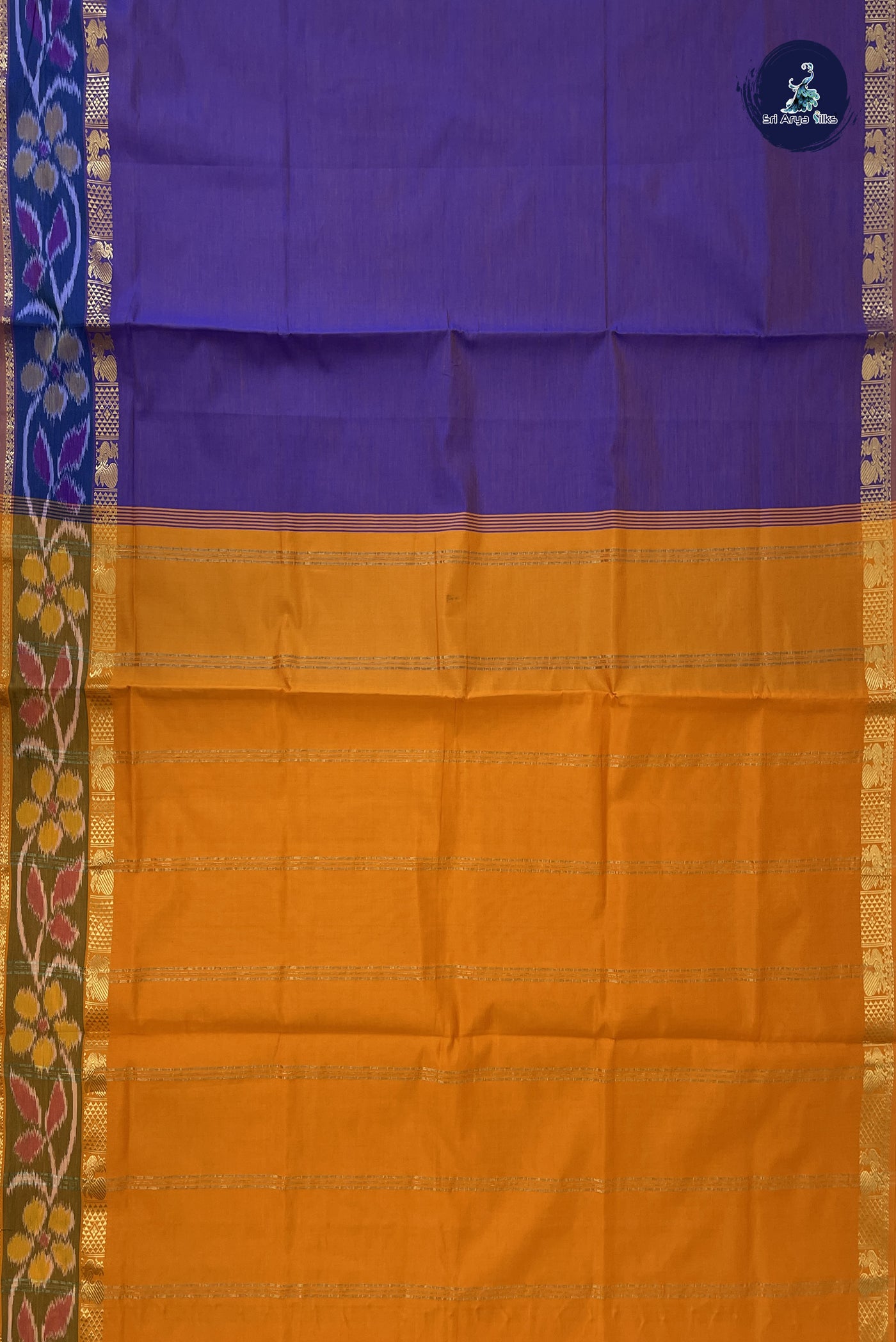 Lavender Kanchi Semi Silk Cotton Saree With Plain Pattern