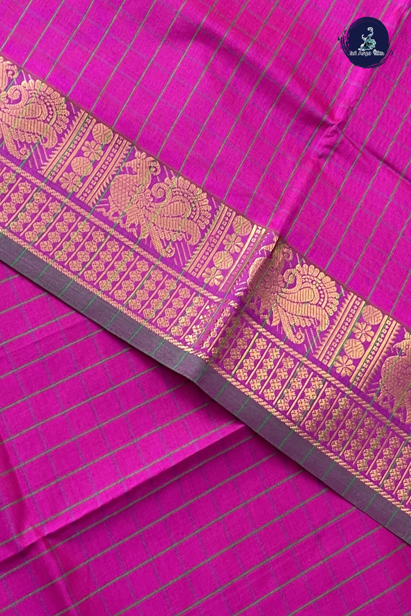 Vadamalli Kanchi Semi Silk Cotton Saree With Checked Pattern