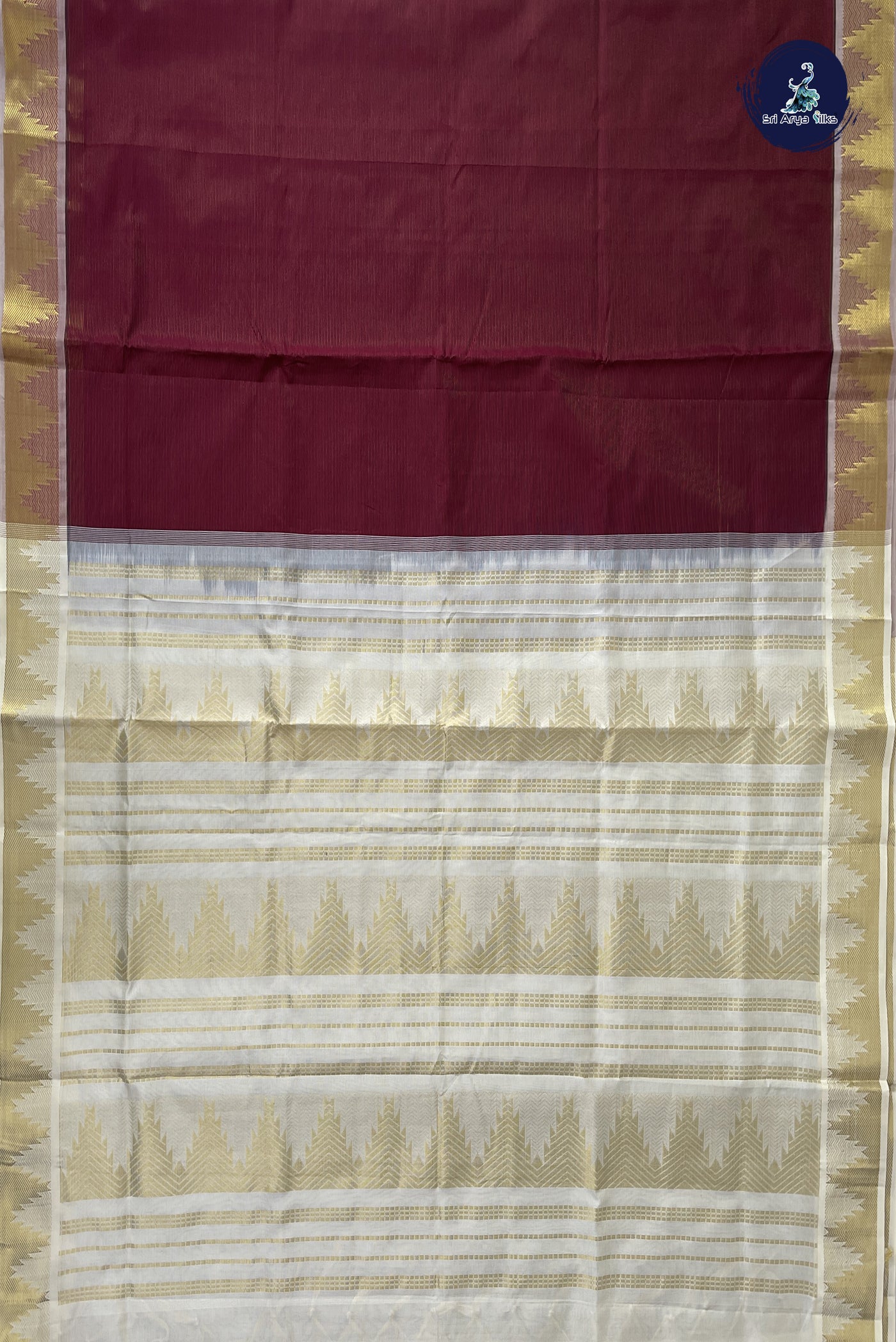 Brown Kanchi Semi Silk Cotton Saree With Vaira Oosi Pattern