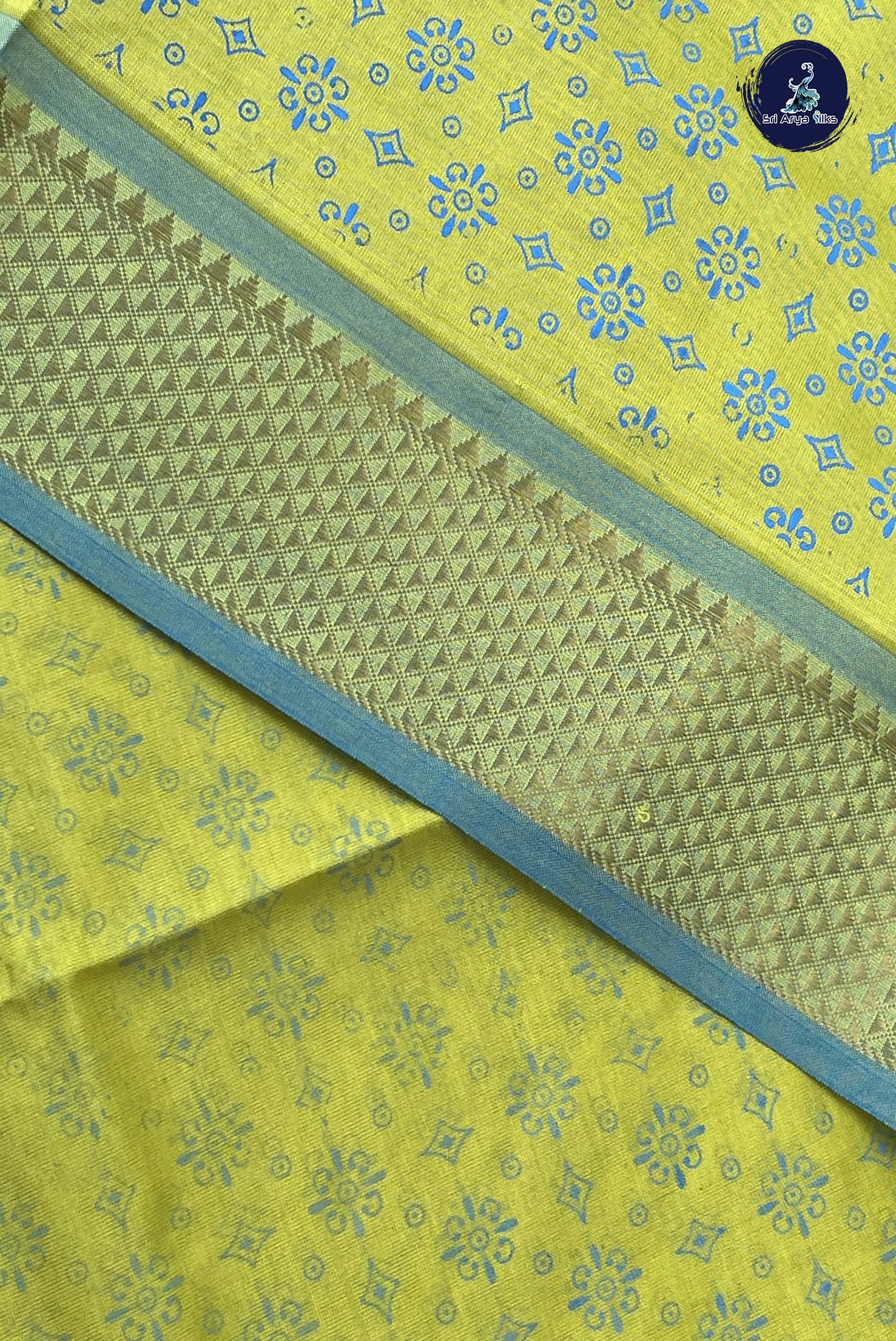 Yellow Kanchi Semi Silk Cotton Saree With Printed Pattern